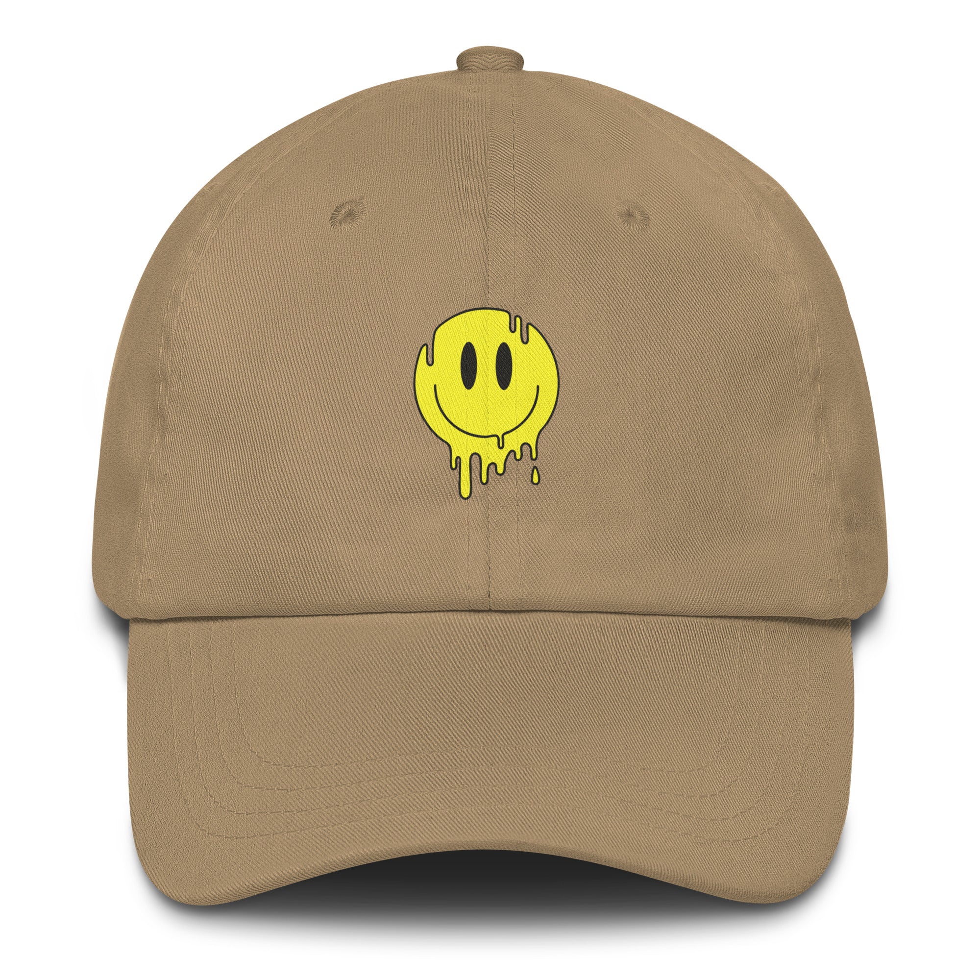 Drippy Smiley Hat psychedelic festival hat in khaki