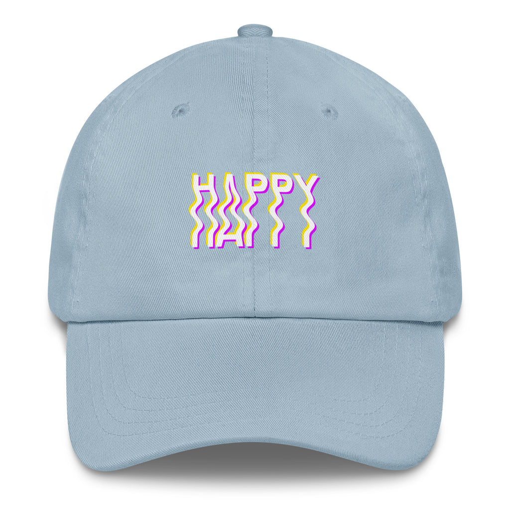 Happy Vibes Hat in Light Blue