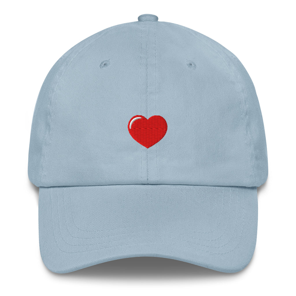 Embroidered Heart Hat in Light Blue
