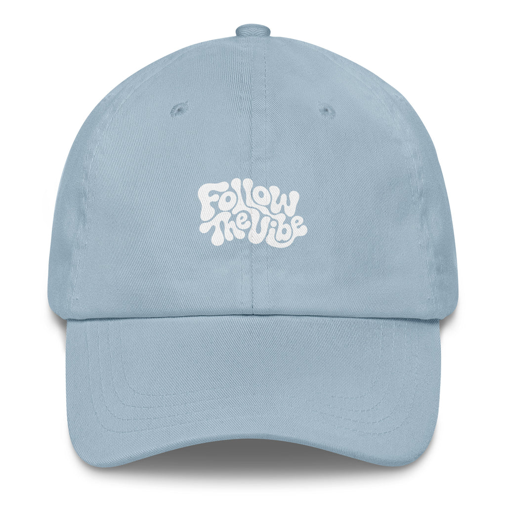 Psychedelic Follow The Vibe festival hat in light blue