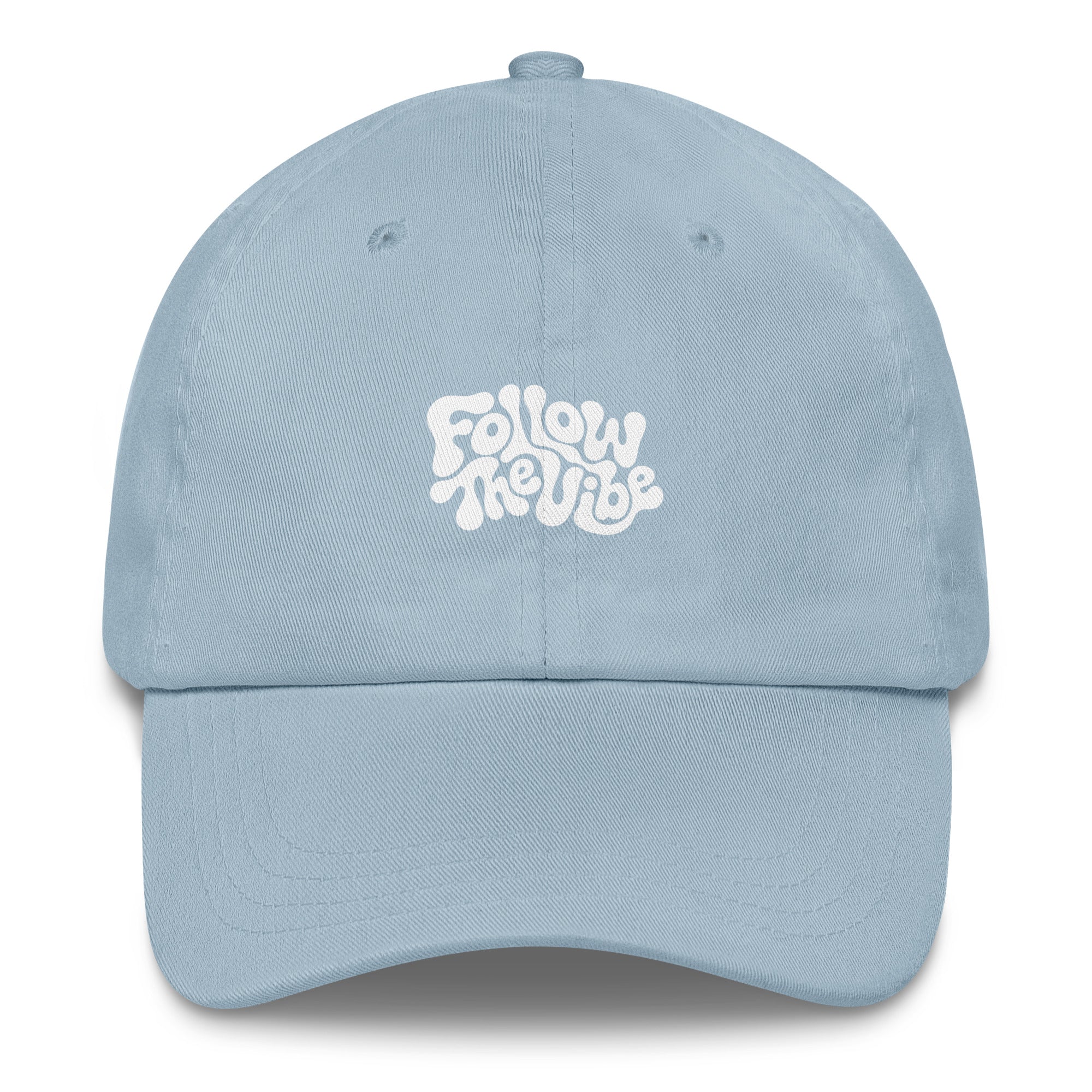 Psychedelic Follow The Vibe festival hat in light blue