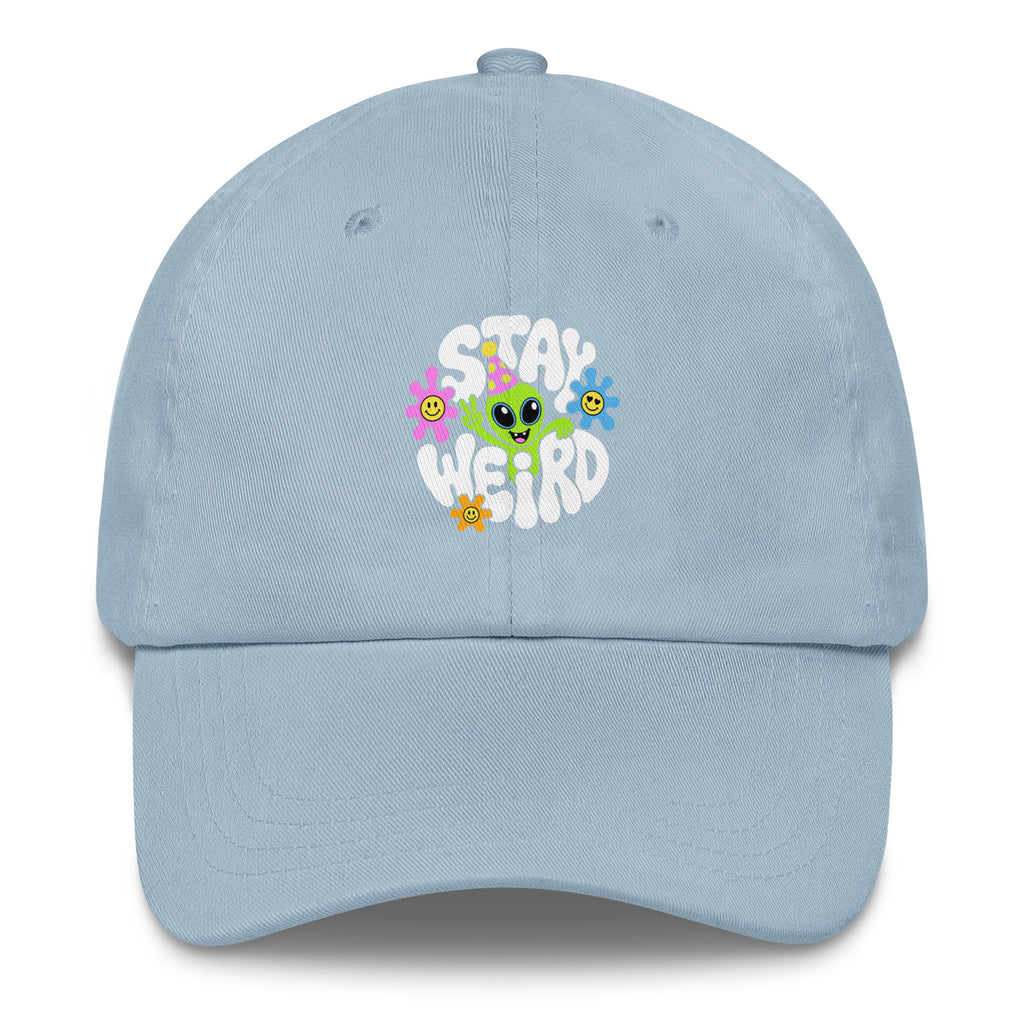 Stay Weird Alien festival hat in light blue