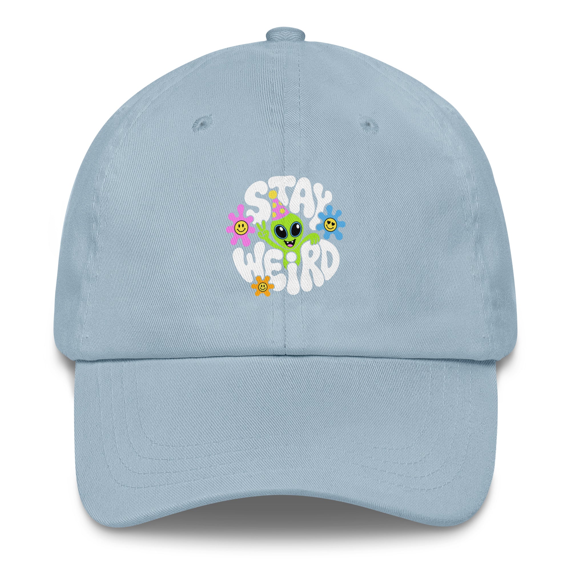 Stay Weird Alien festival hat in light blue