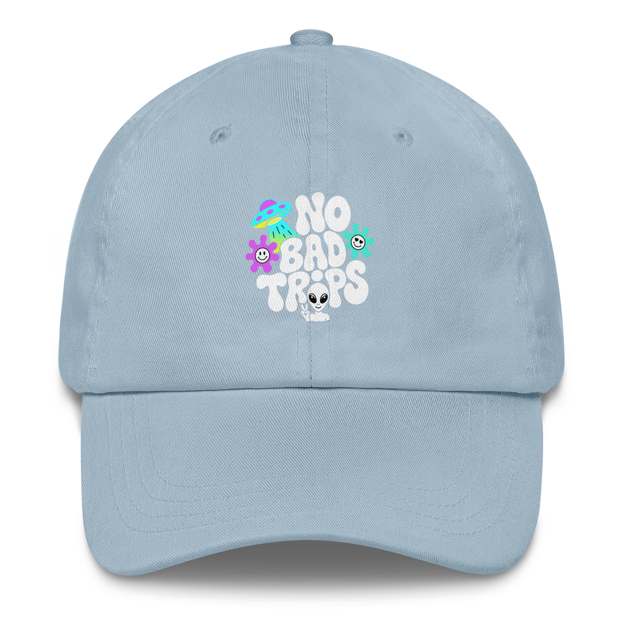 No Bad Trips psychedelic hat in light blue