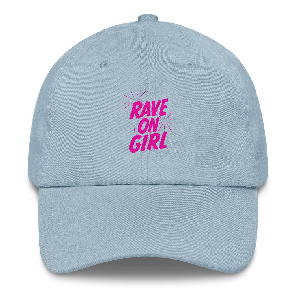 Rave On Girl festival hat in light blue