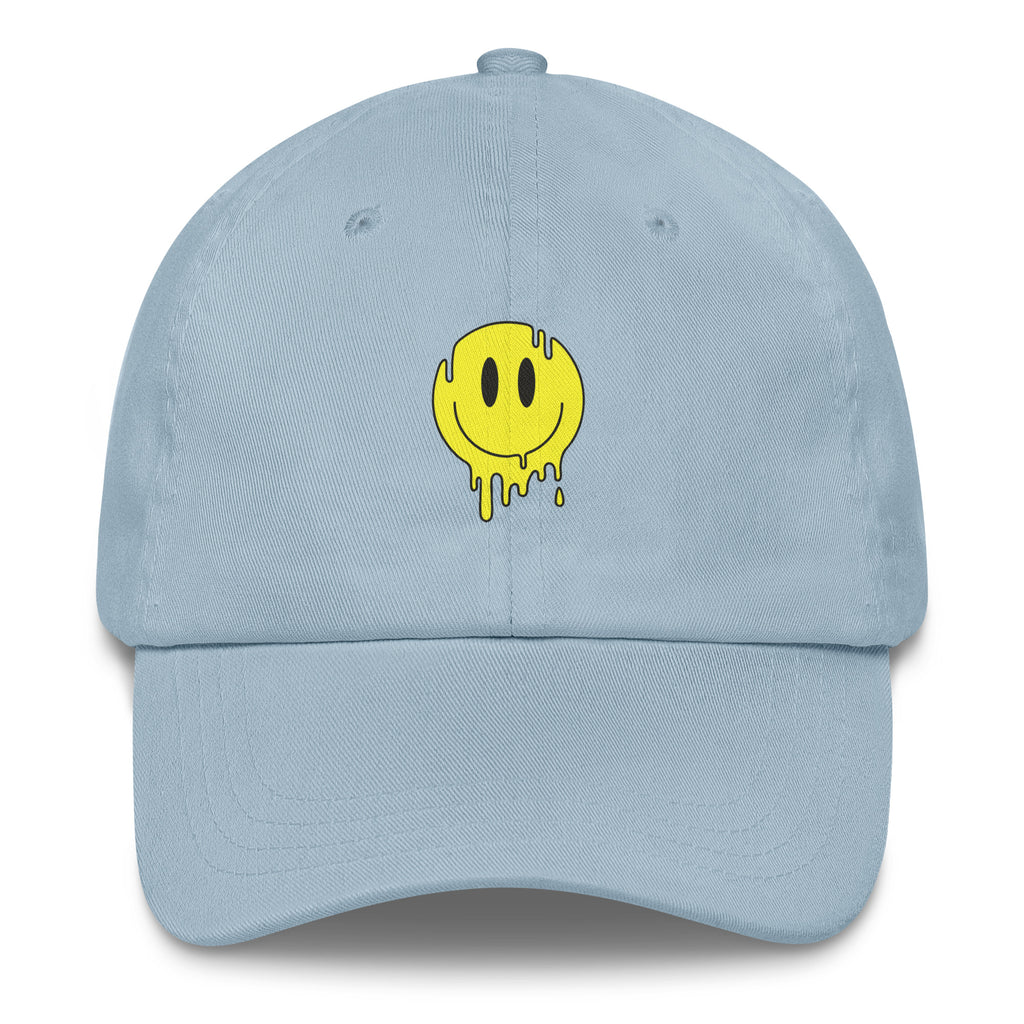 Drippy Smiley Hat psychedelic festival hat in light blue
