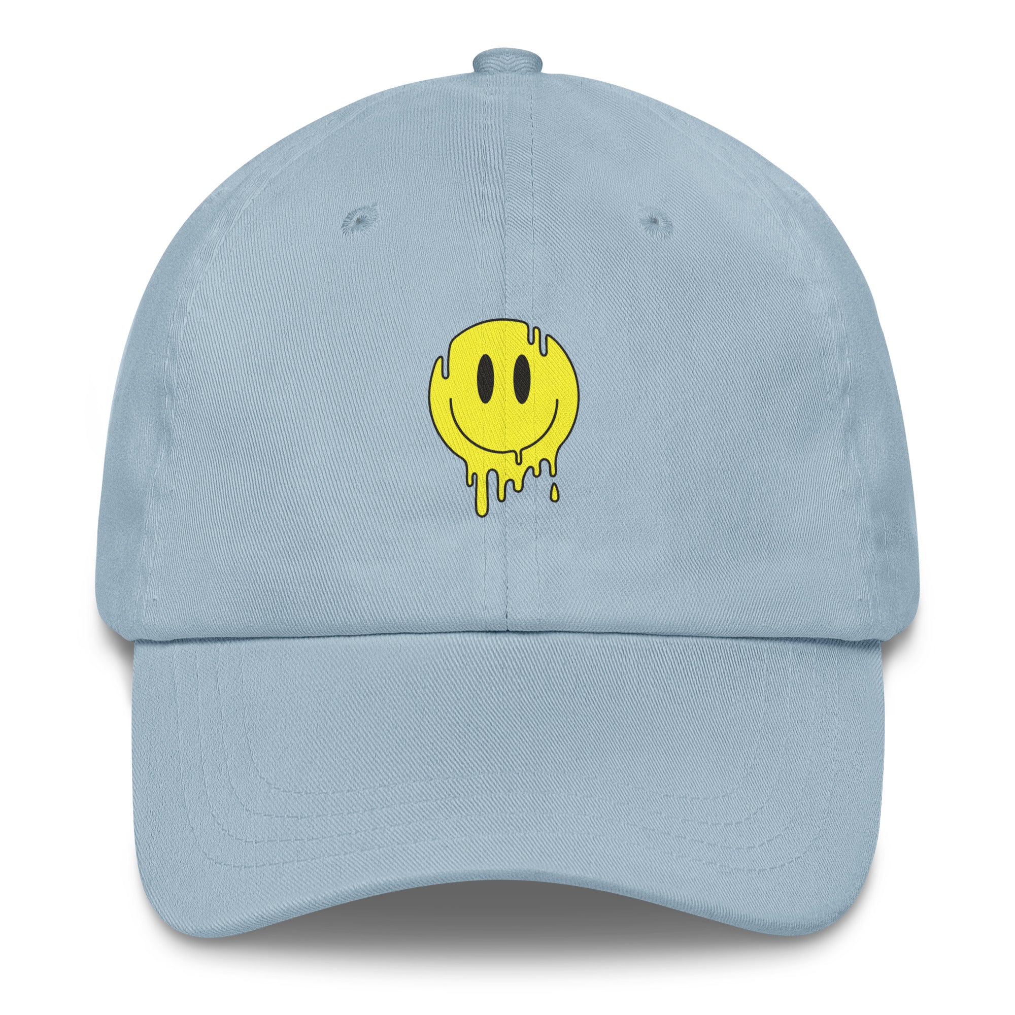Drippy Smiley Hat psychedelic festival hat in light blue