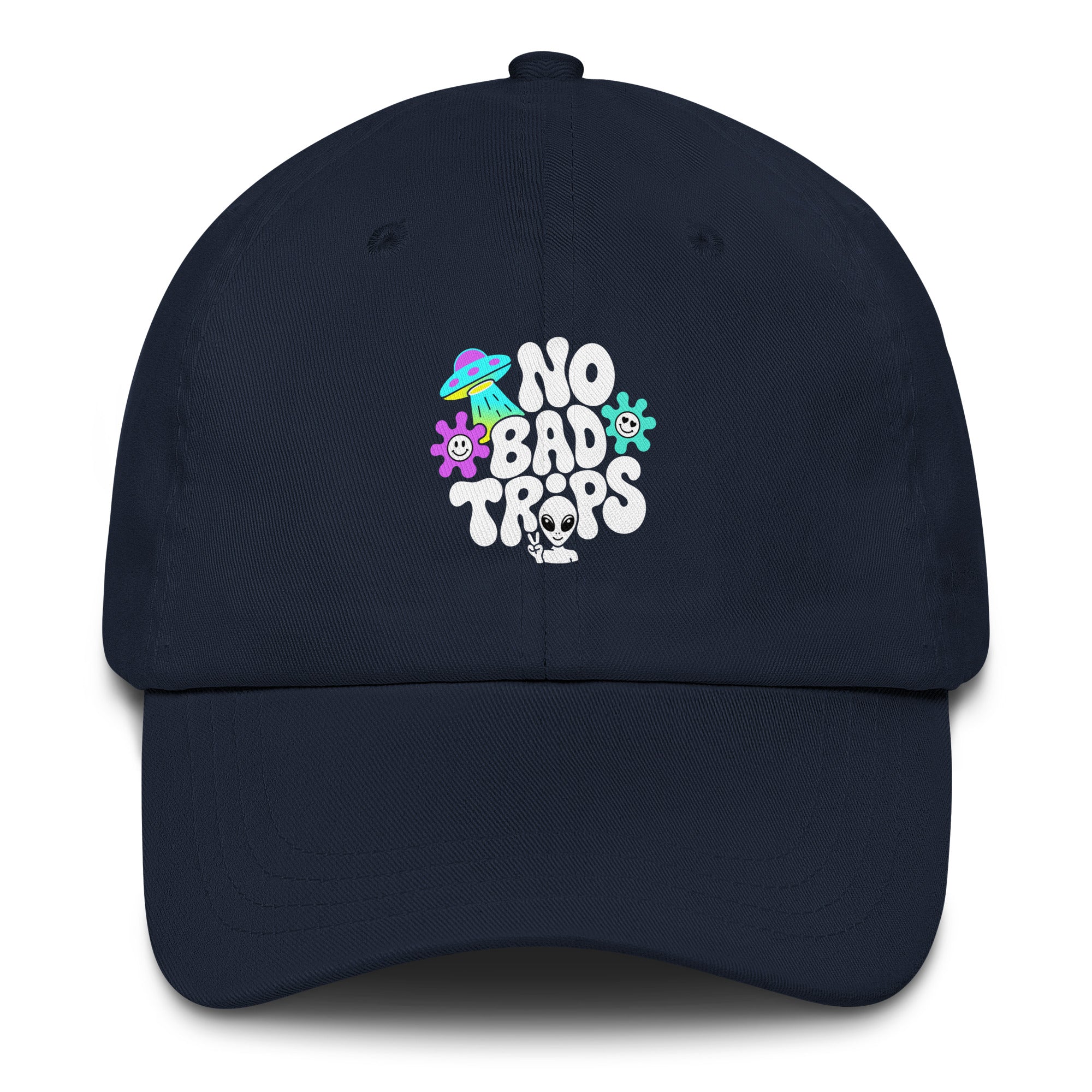 No Bad Trips psychedelic hat in navy