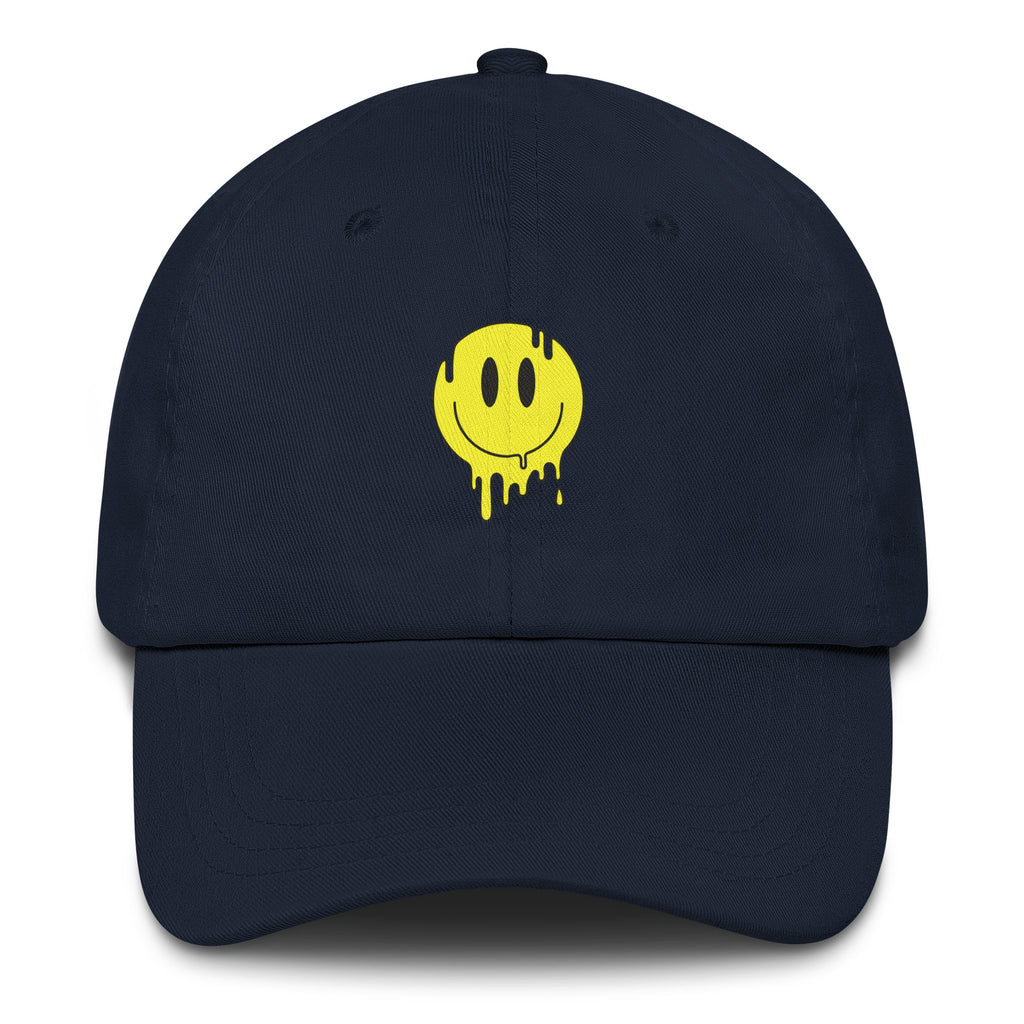 Drippy Smiley Hat psychedelic festival hat in navy
