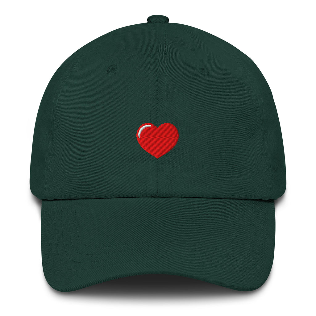 Embroidered Heart Hat in Green