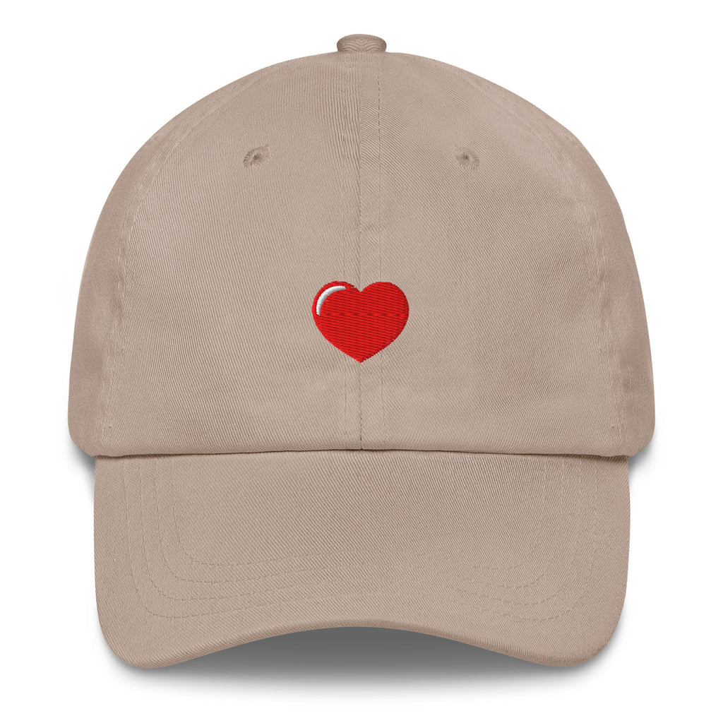 Embroidered Heart Hat in Beige