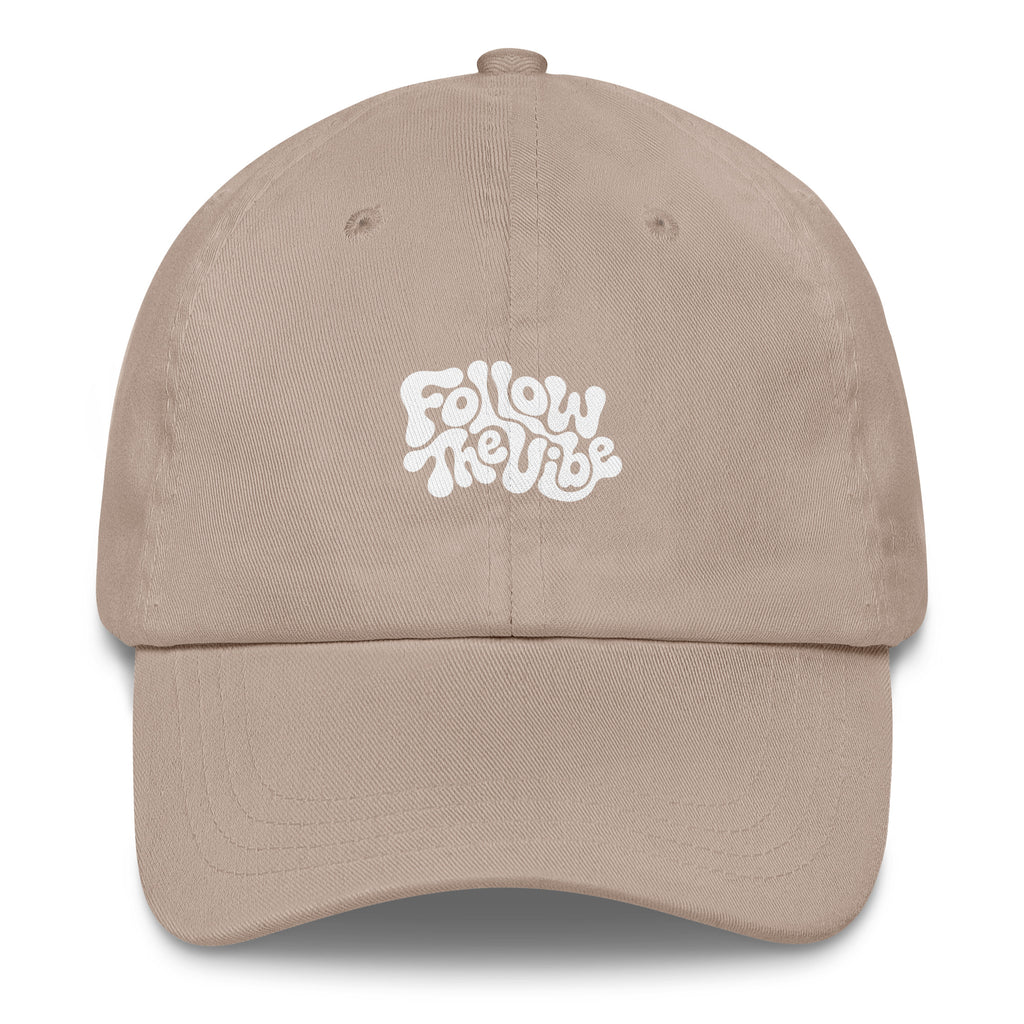 Psychedelic Follow The Vibe festival hat in beige