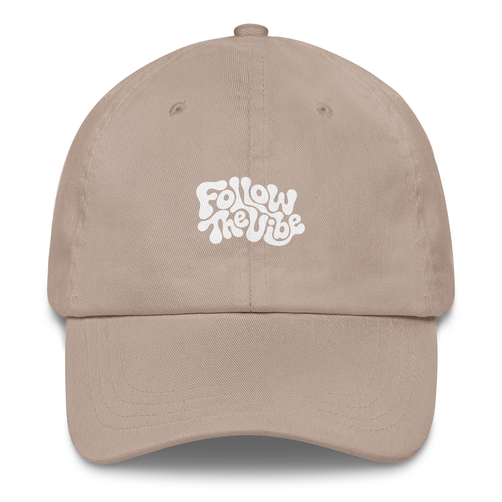 Psychedelic Follow The Vibe festival hat in beige