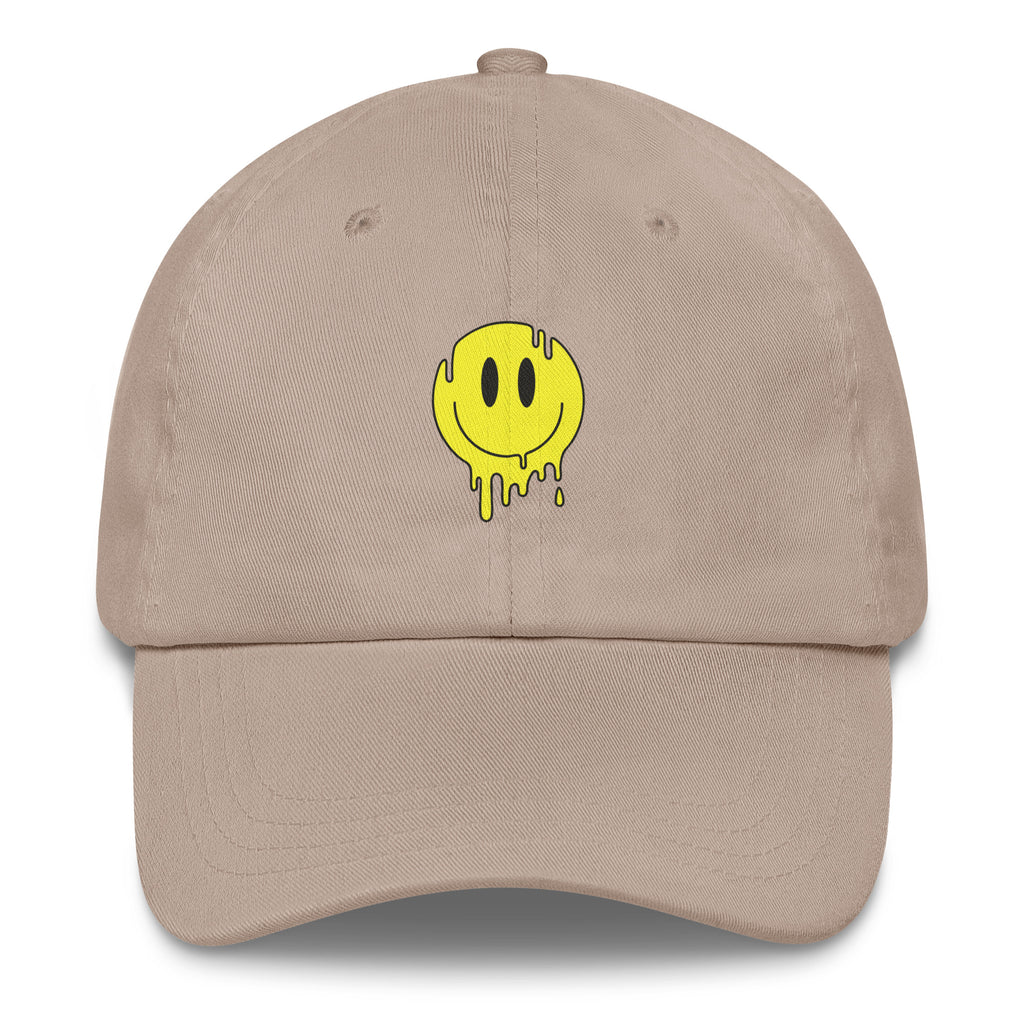 Drippy Smiley Hat psychedelic festival hat in stone color