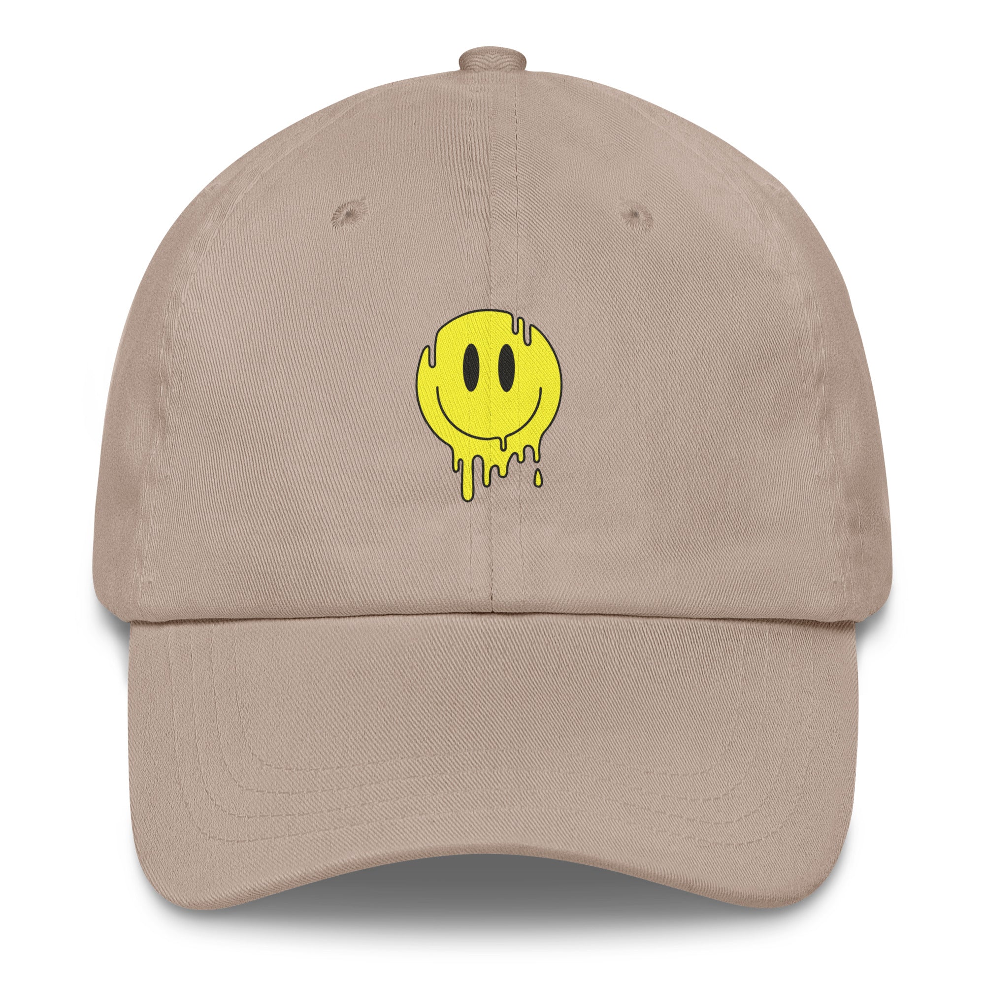 Drippy Smiley Hat psychedelic festival hat in stone color