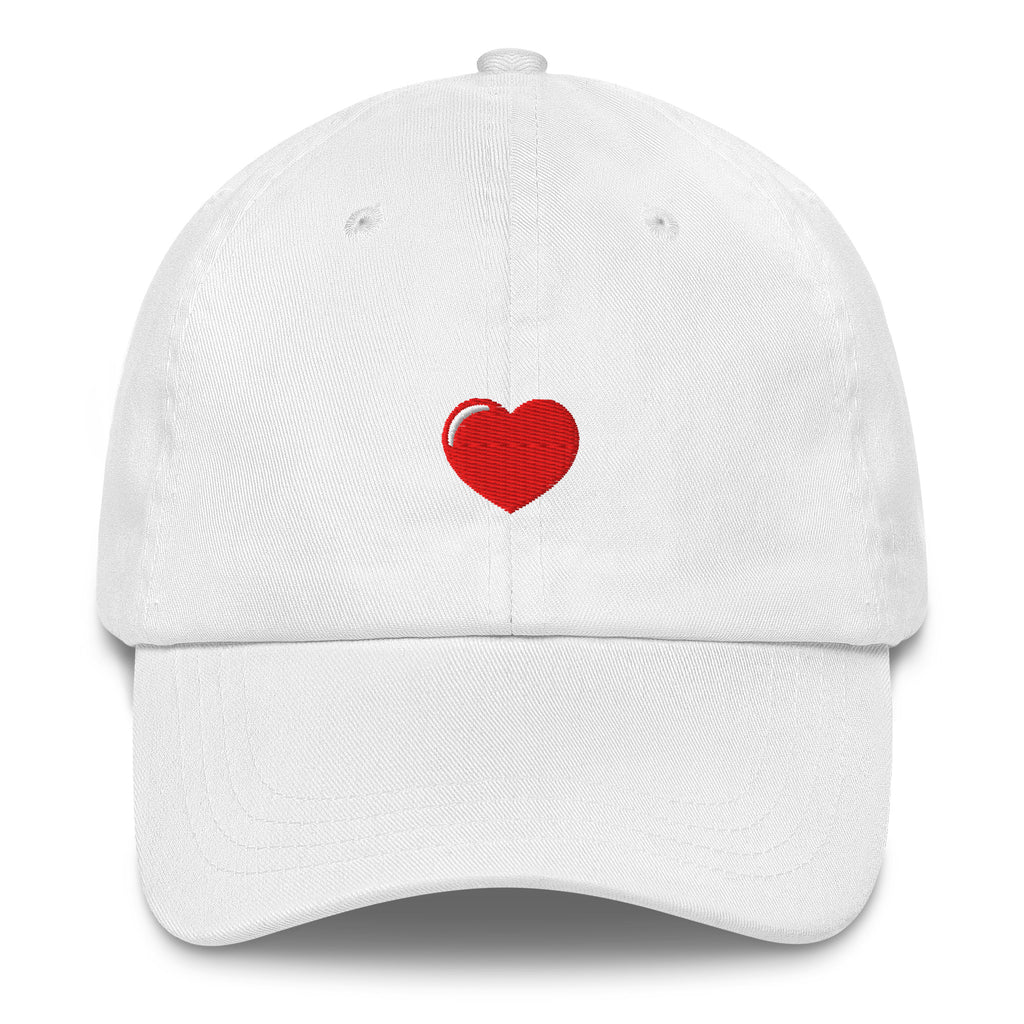 Embroidered Heart Hat in White