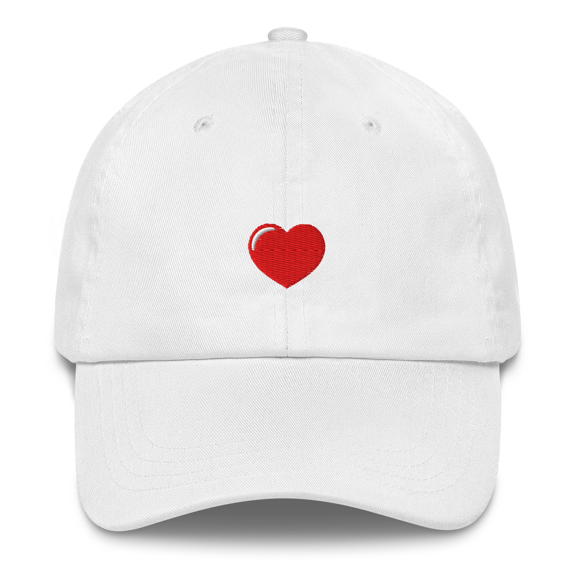 Embroidered Heart Hat in White