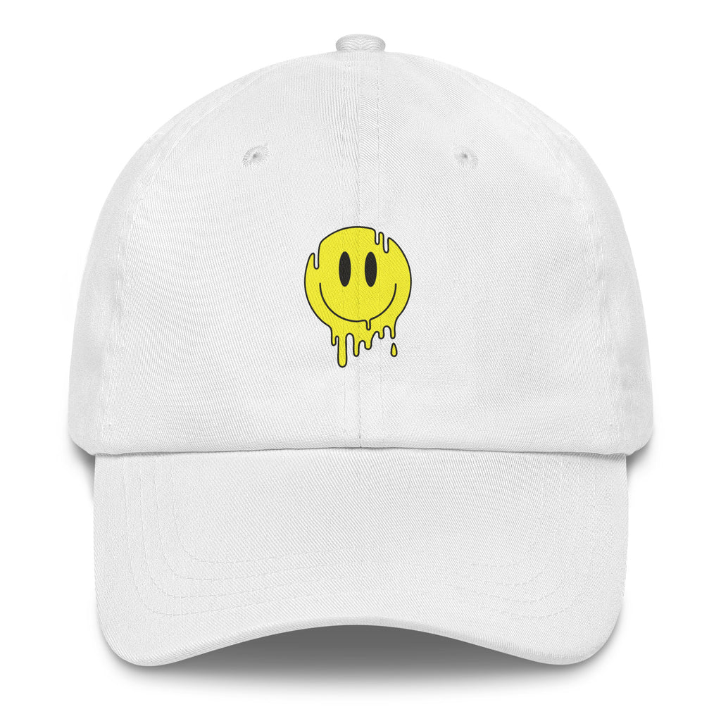 Drippy Smiley Hat psychedelic festival hat in white