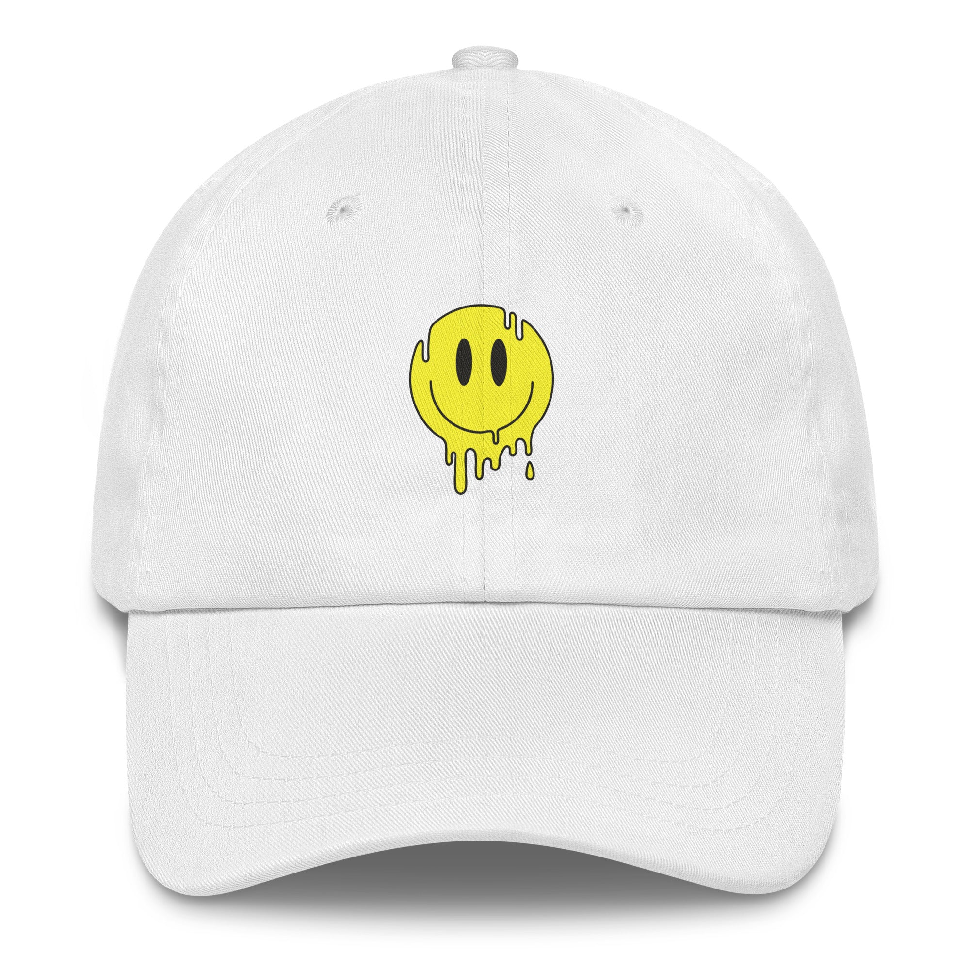 Drippy Smiley Hat psychedelic festival hat in white