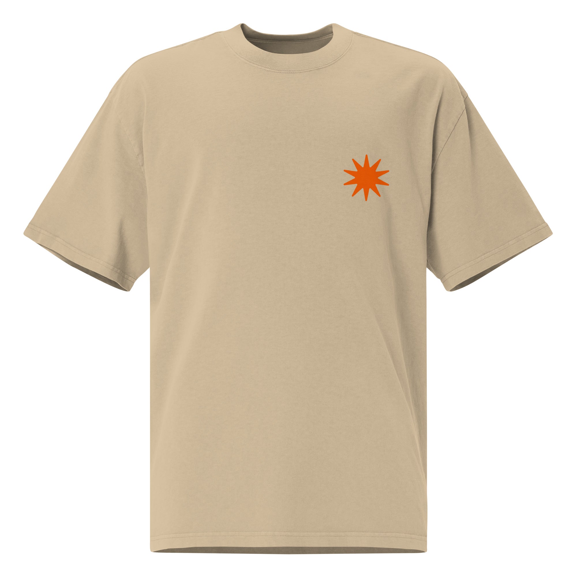 Feeling Good Vibes Oversized Faded T-Shirt in Beige