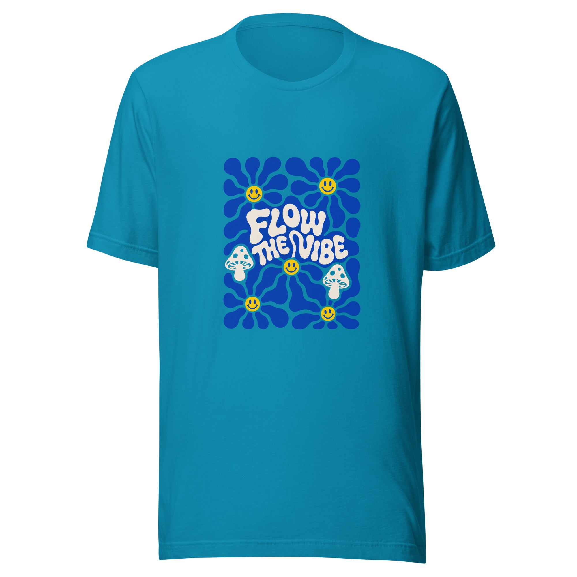 Follow The Vibe Retro Bloom T-Shirt in turquoise