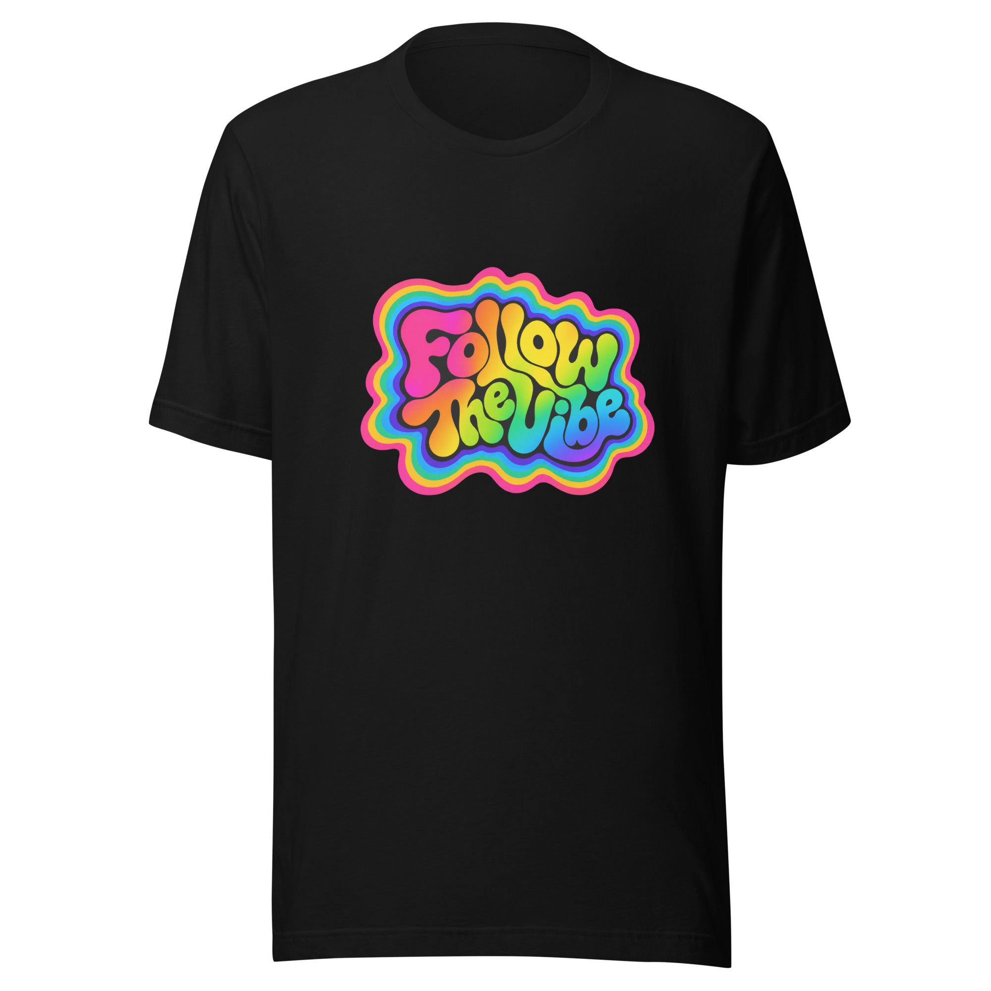 Follow The Vibe Rainbow T-Shirt in black