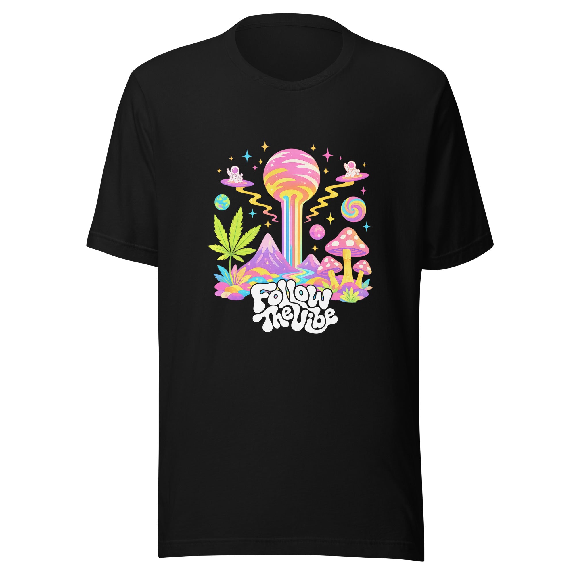Follow The Vibe Psychedelic T-Shirt in blak