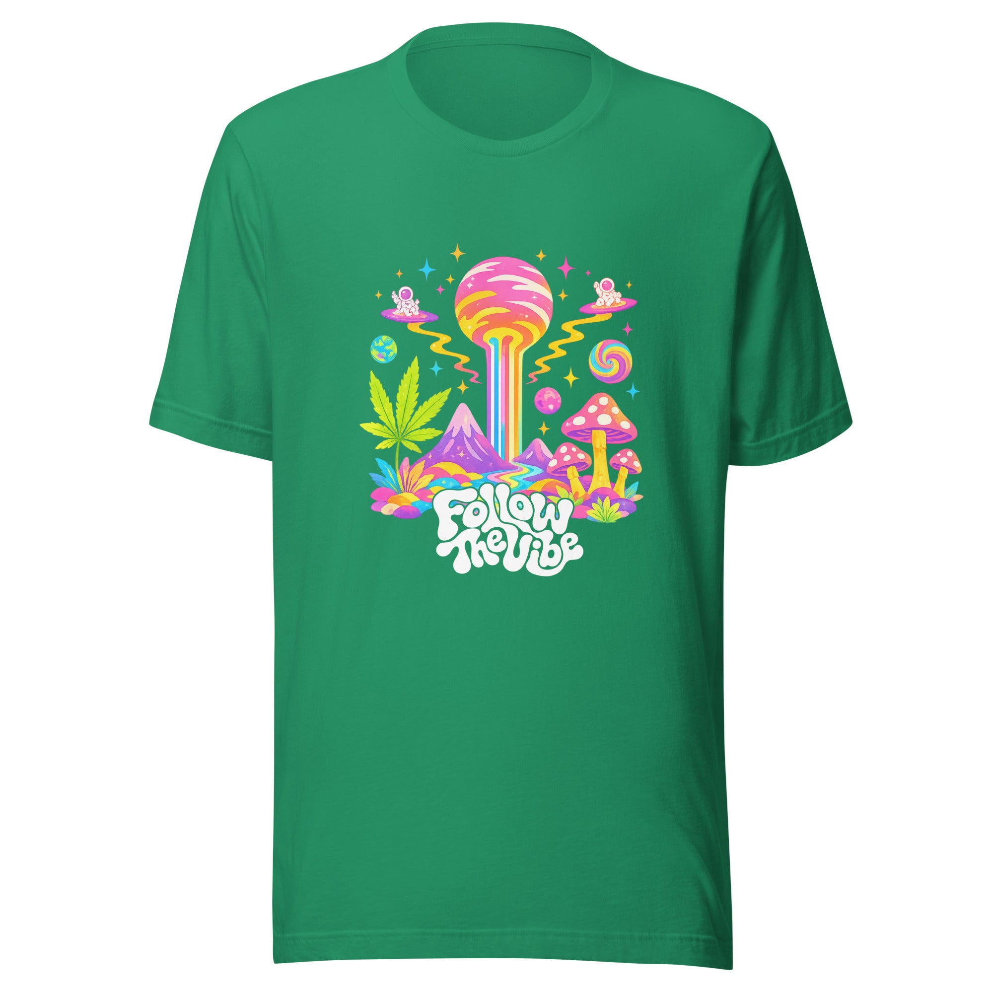 Follow The Vibe Psychedelic T-Shirt in Green 