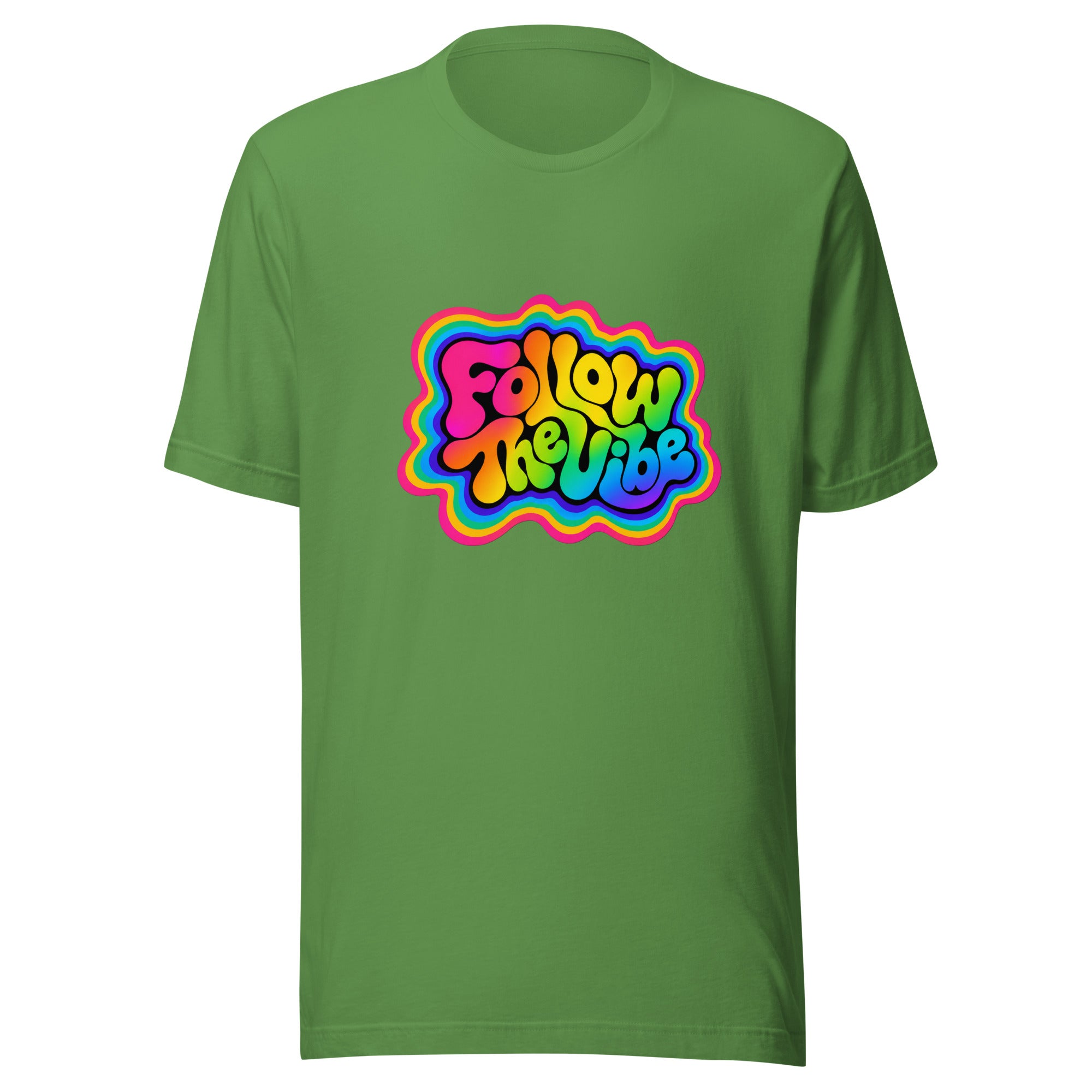 Follow The Vibe Rainbow T-Shirt in Green 