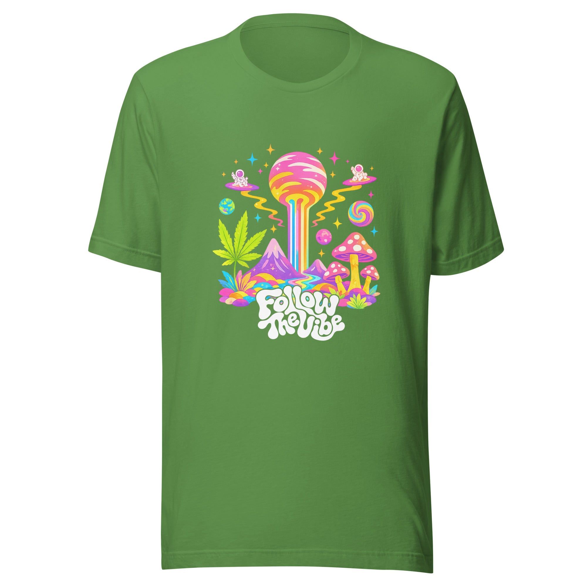 Follow The Vibe Psychedelic T-Shirt in Green 