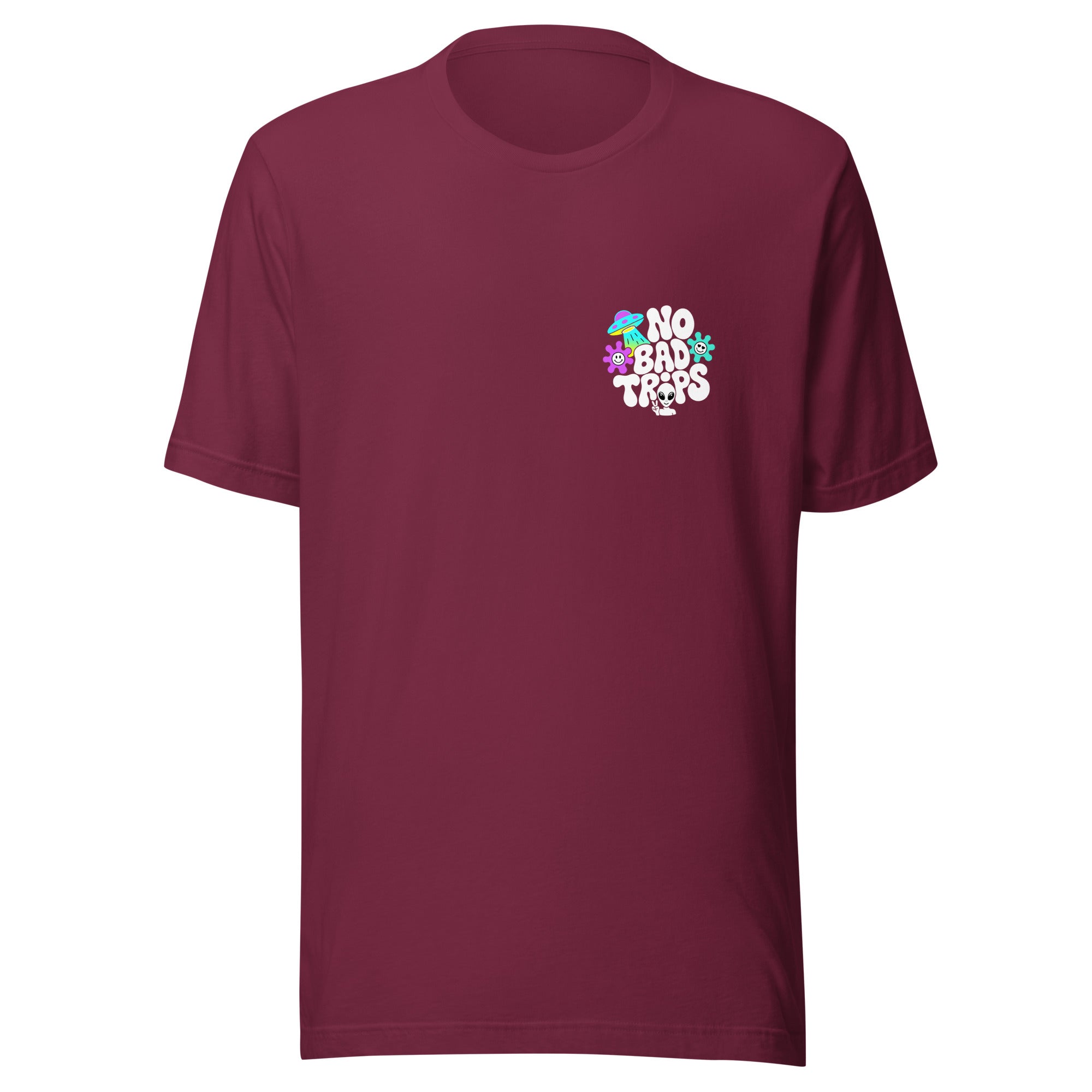 Trippy Festival No Bad Trips T-Shirt in cranberry