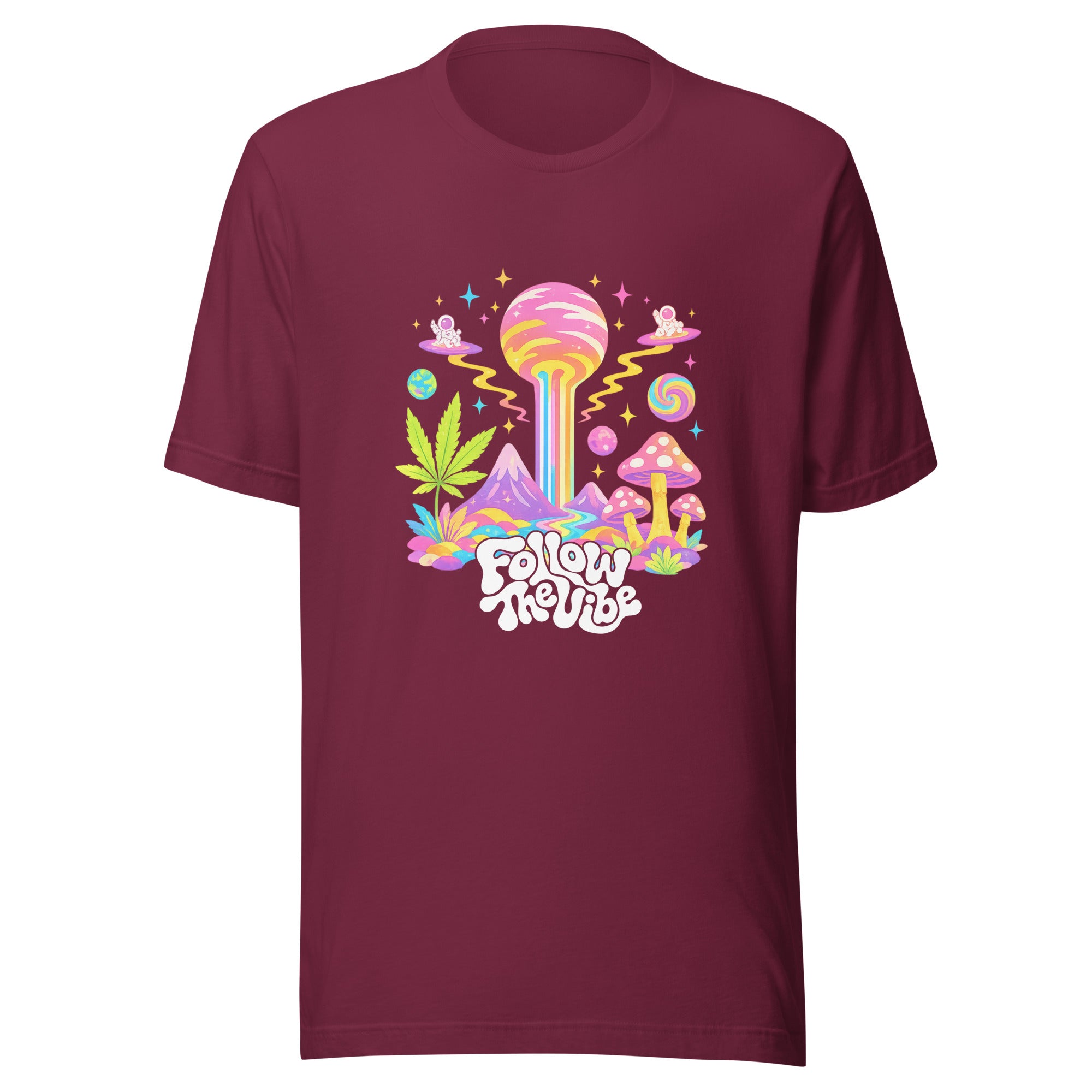 Follow The Vibe Psychedelic T-Shirt in Cranberry 