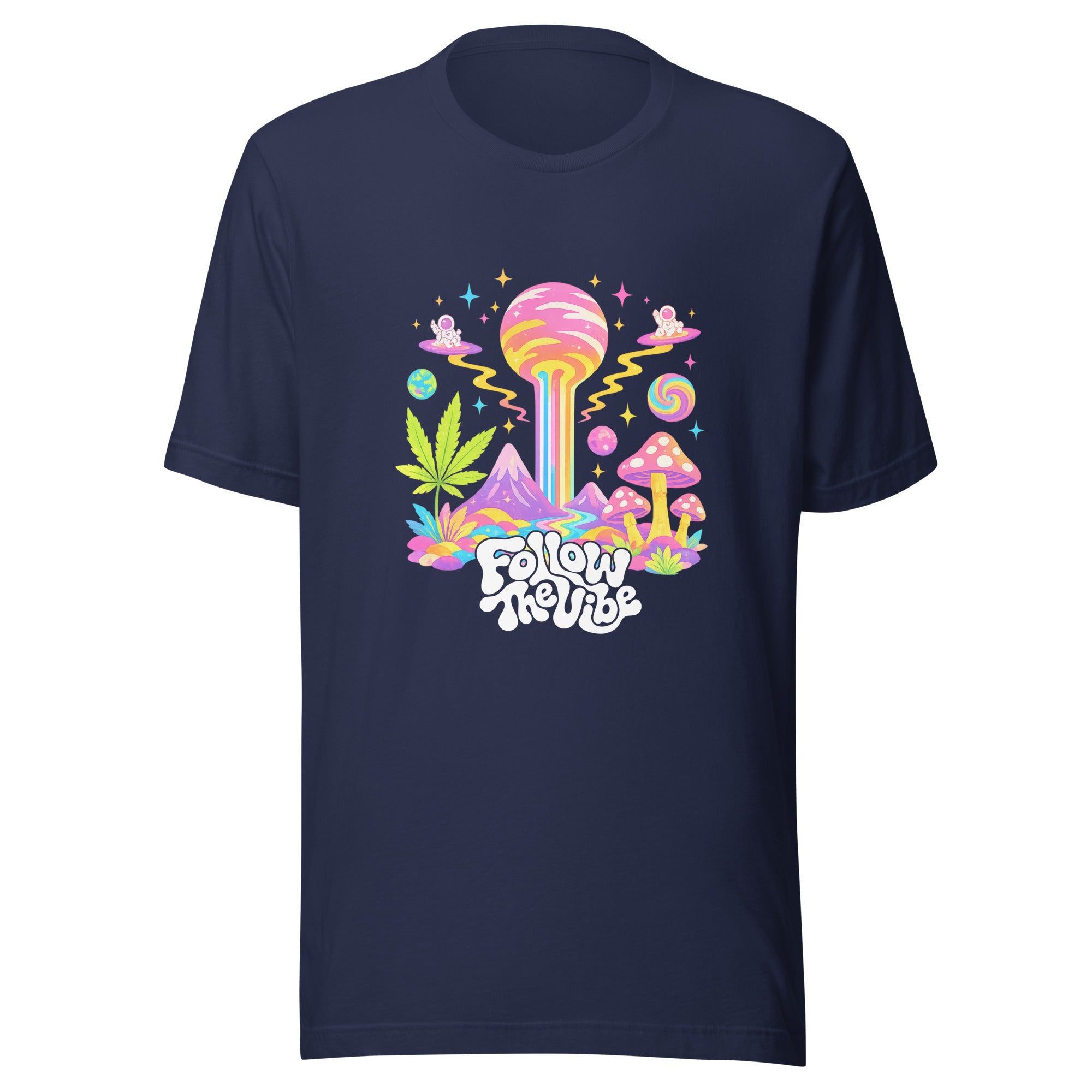Follow The Vibe Psychedelic T-Shirt in Navy 