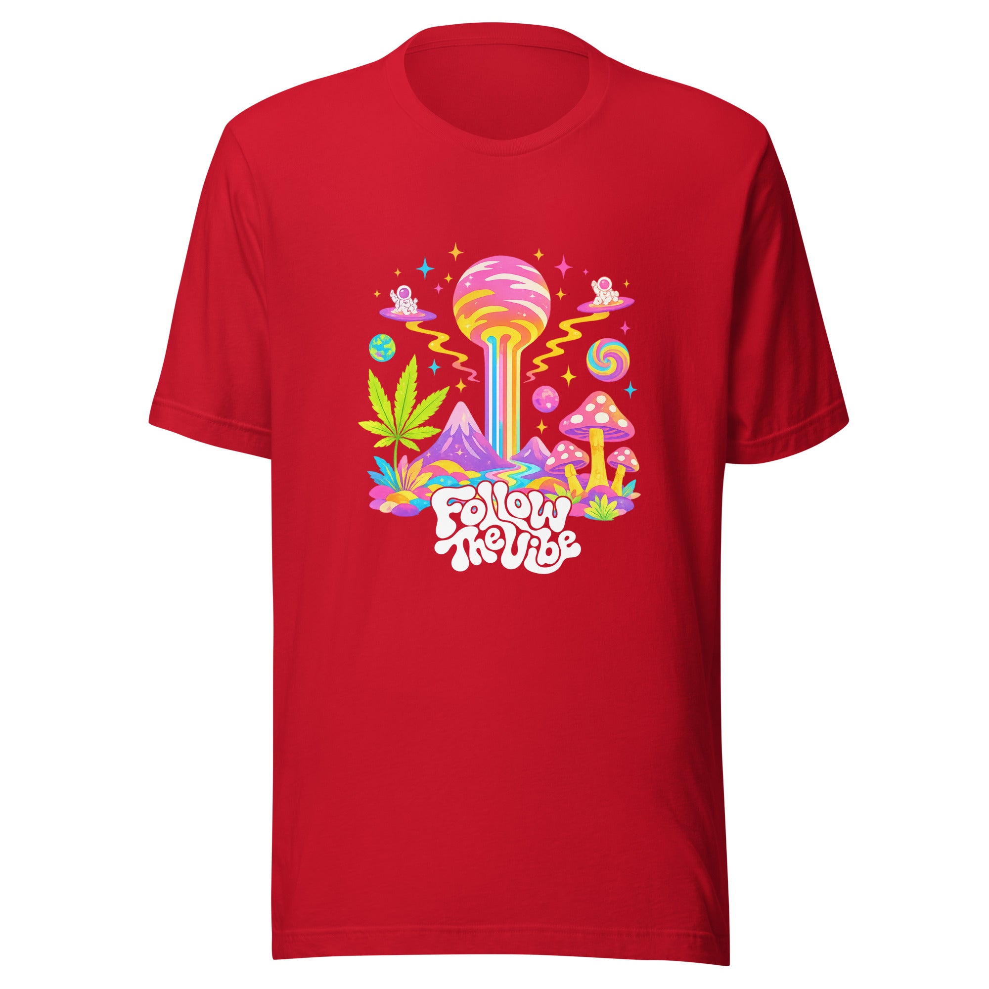 Follow The Vibe Psychedelic T-Shirt in Red 