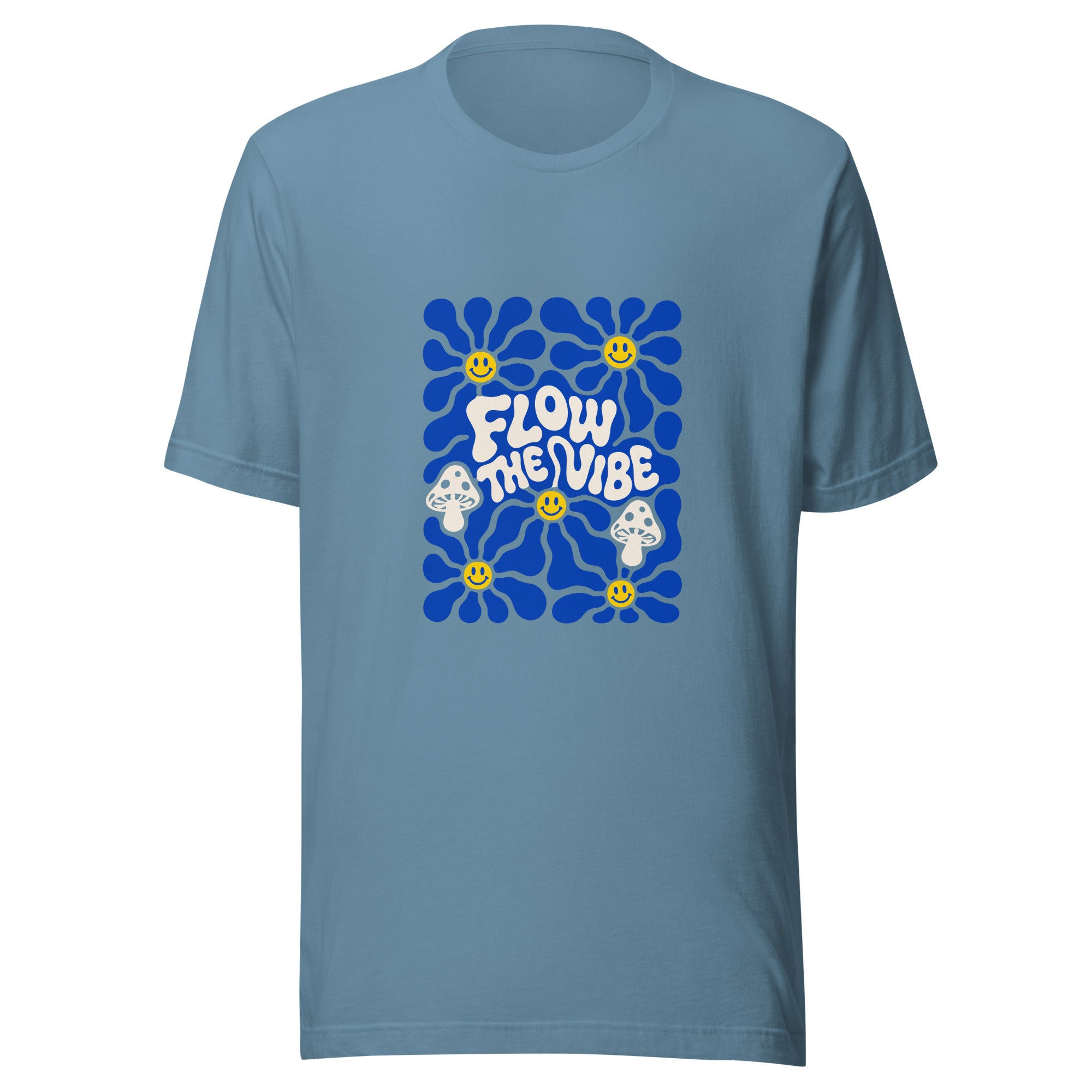 Follow The Vibe Retro Bloom T-Shirt in blue