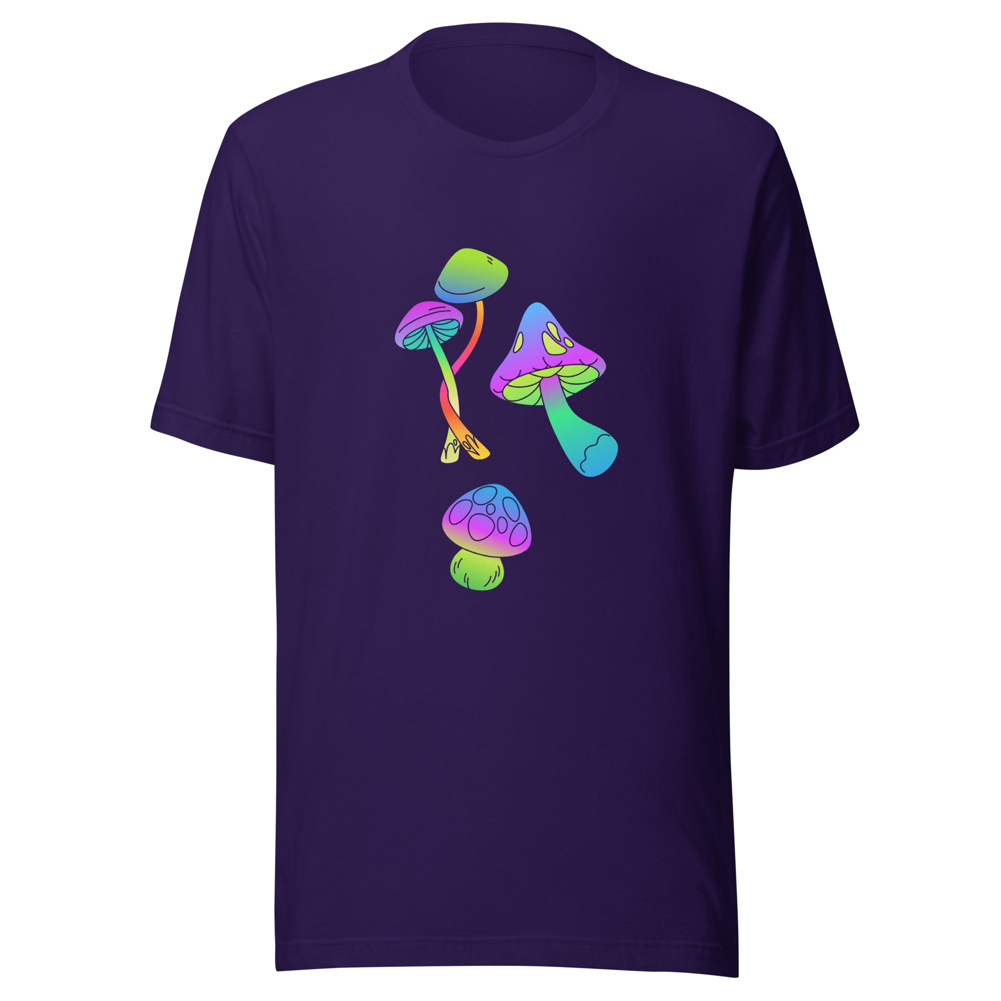 Trippy Neon Mushrooms T-Shirt in black 