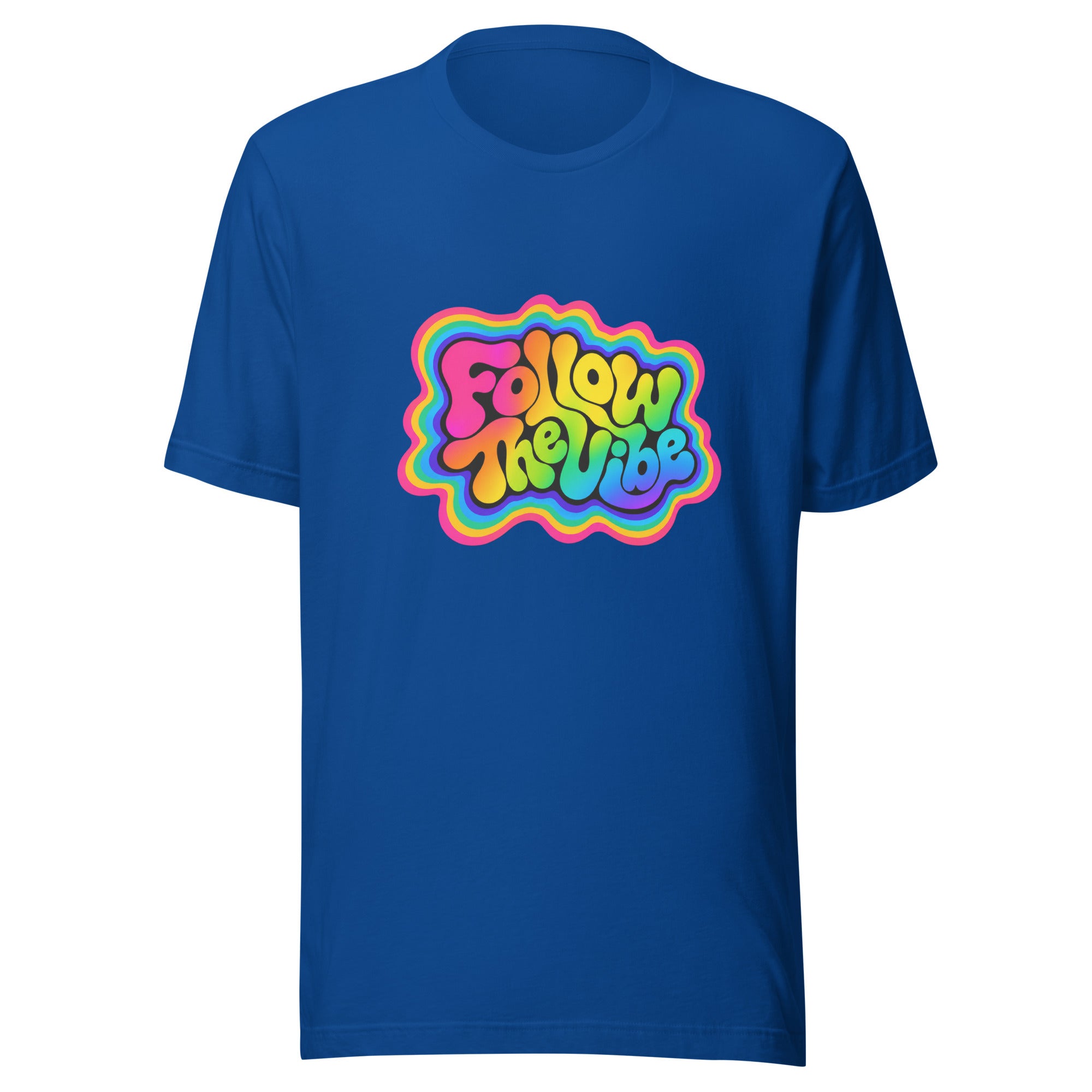 Follow The Vibe Rainbow T-Shirt in Blue 