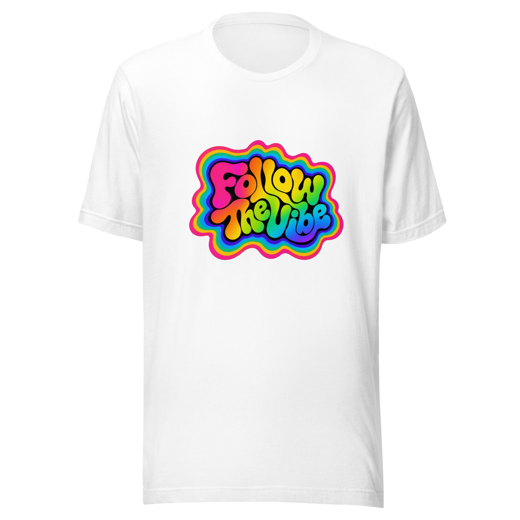 Follow The Vibe Rainbow T-Shirt in White 