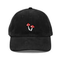 Minimal Mushroom Corduroy Hat in black