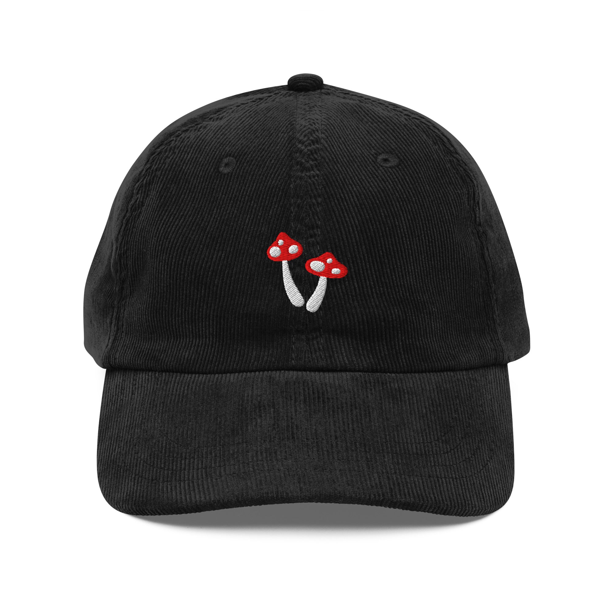 Minimal Mushroom Corduroy Hat in black