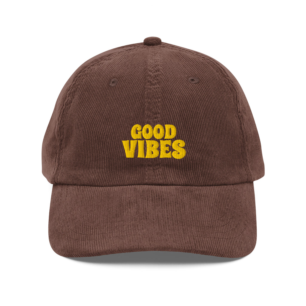 embroidered Good Vibes Corduroy Hat