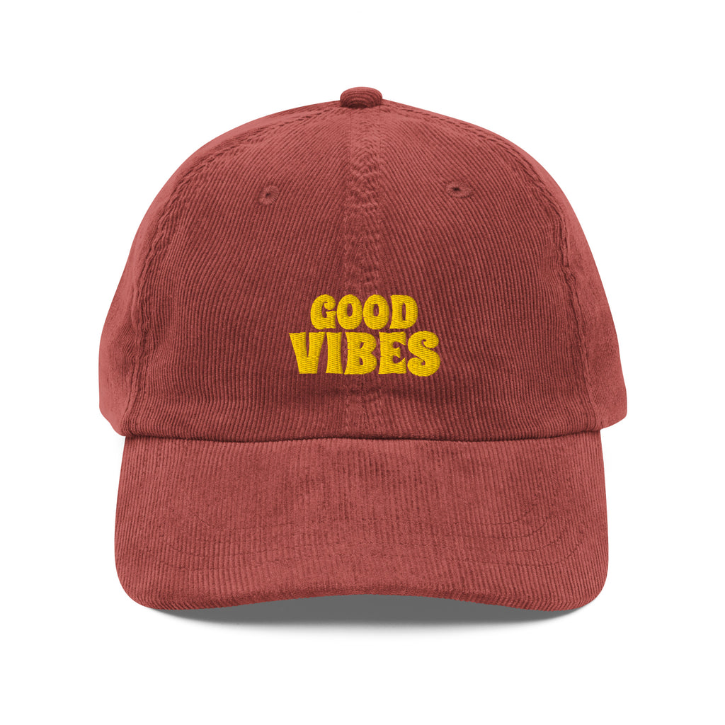 embroidered Good Vibes Corduroy Hat