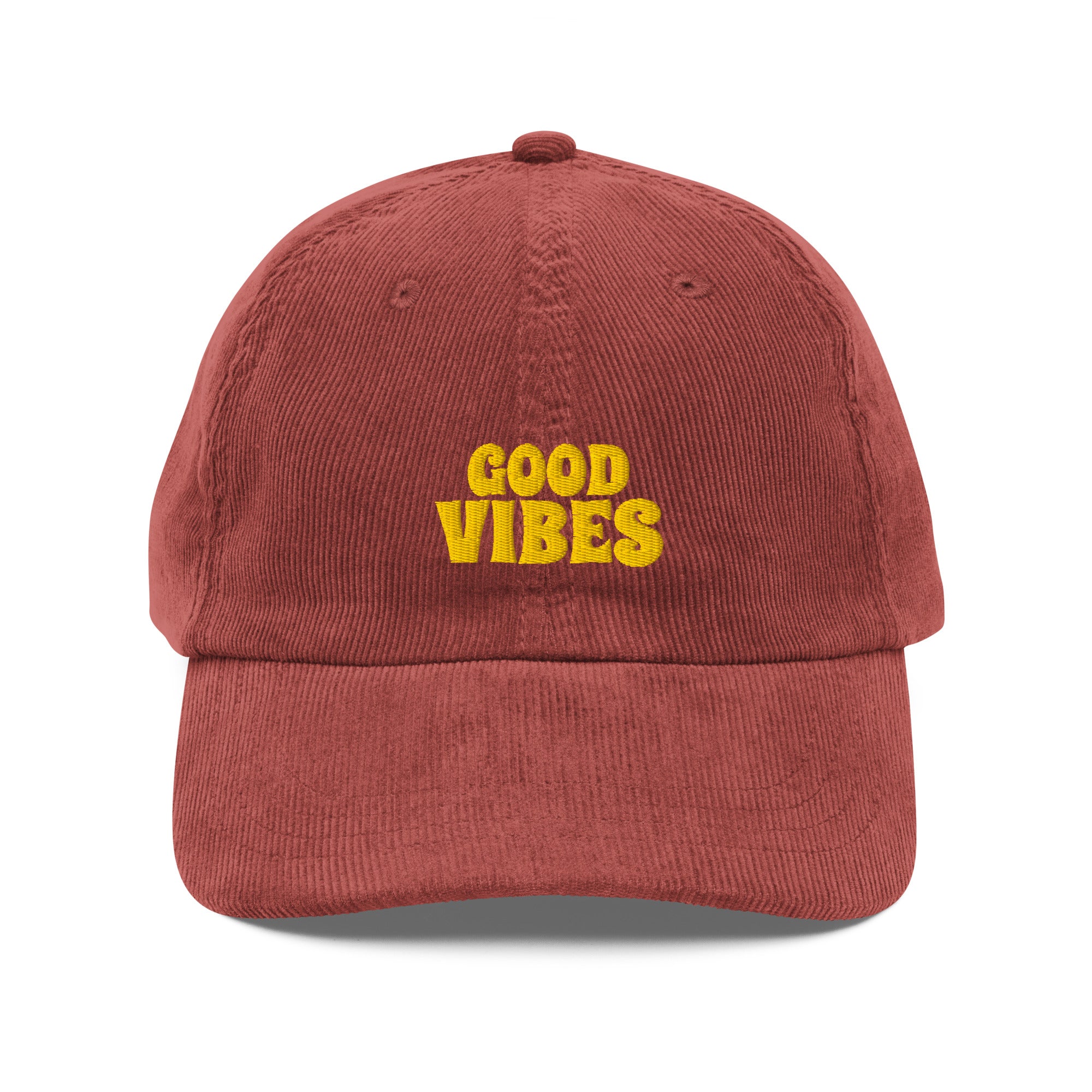 embroidered Good Vibes Corduroy Hat