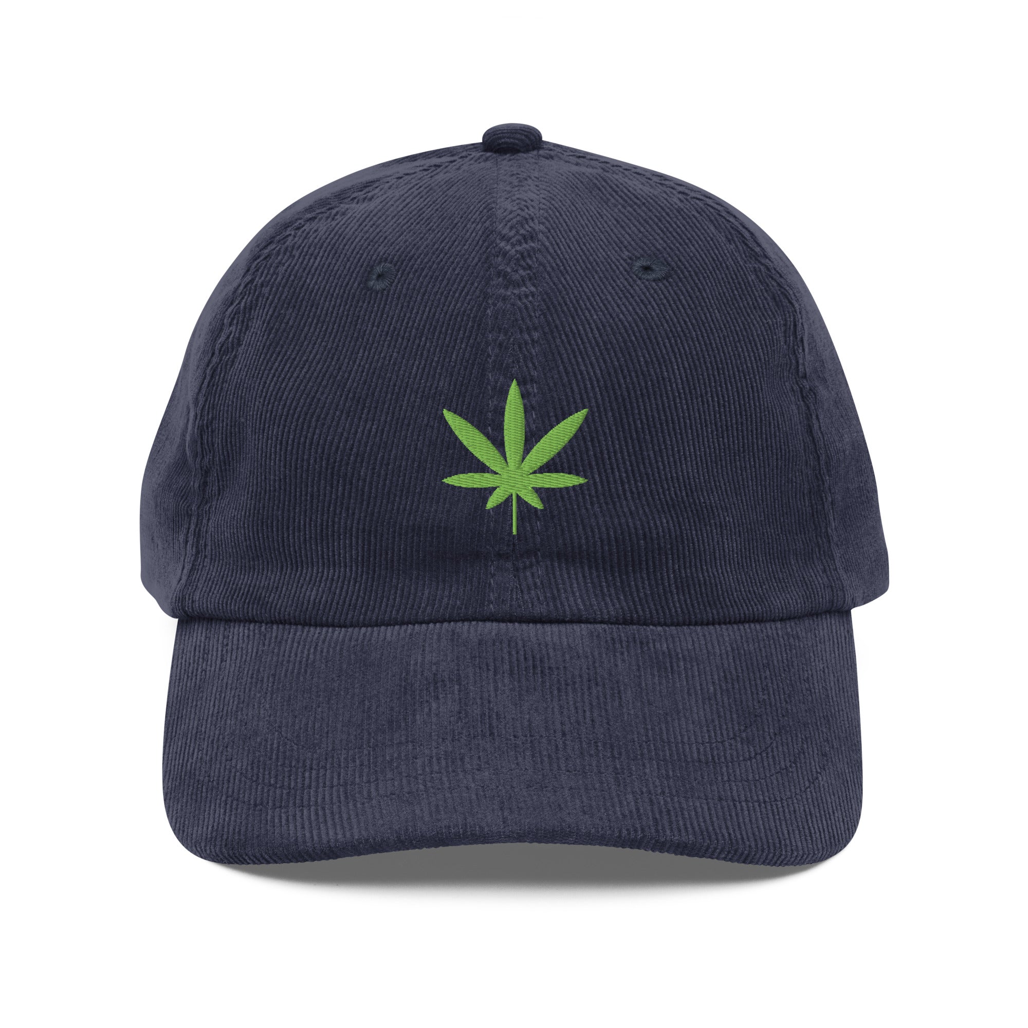 Leaf Icon Corduroy Hat in Navy