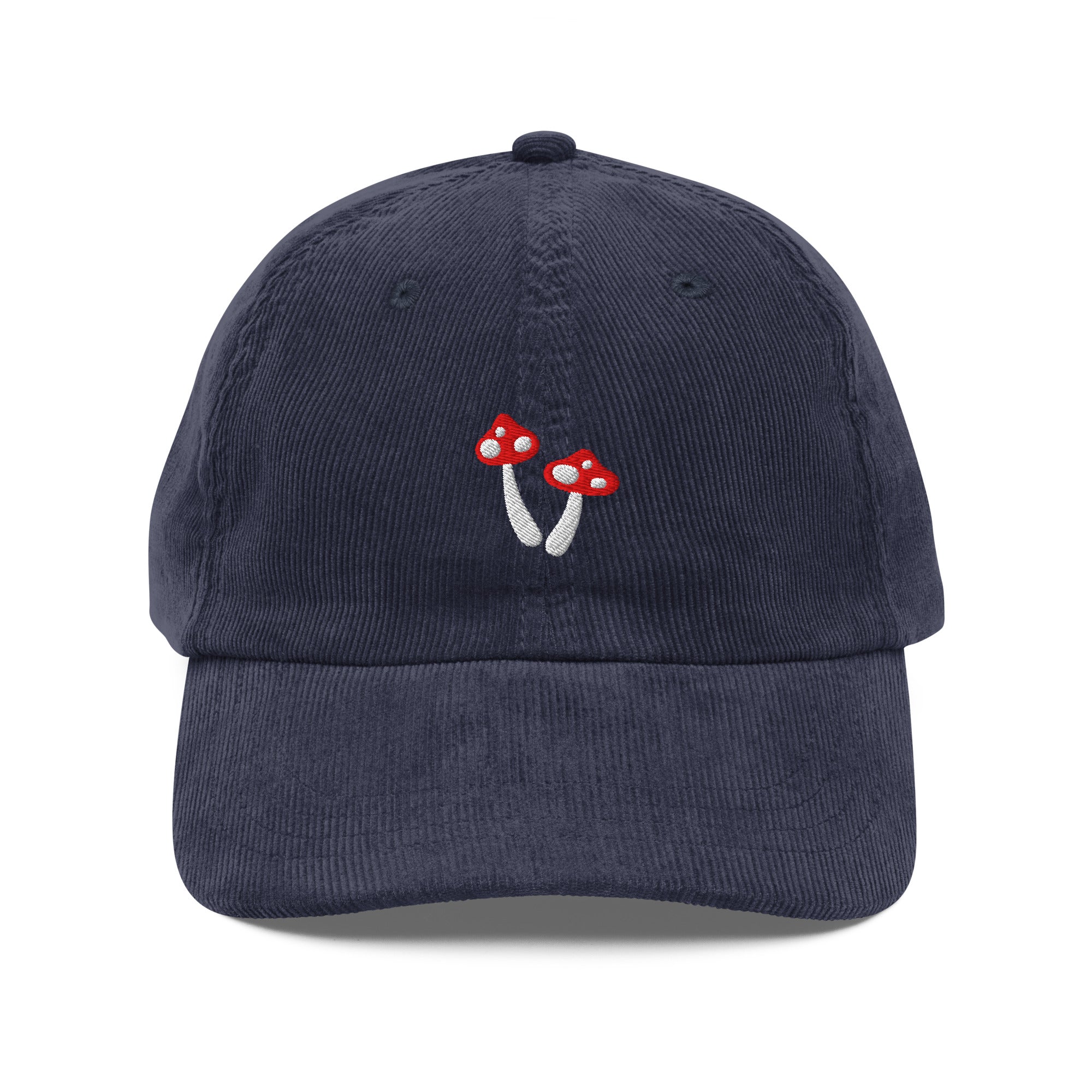 Minimal Mushroom Corduroy Hat in navy