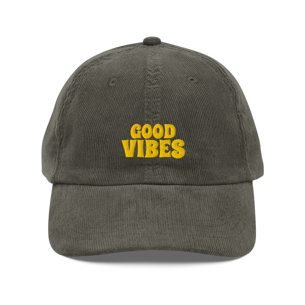 embroidered Good Vibes Corduroy Hat