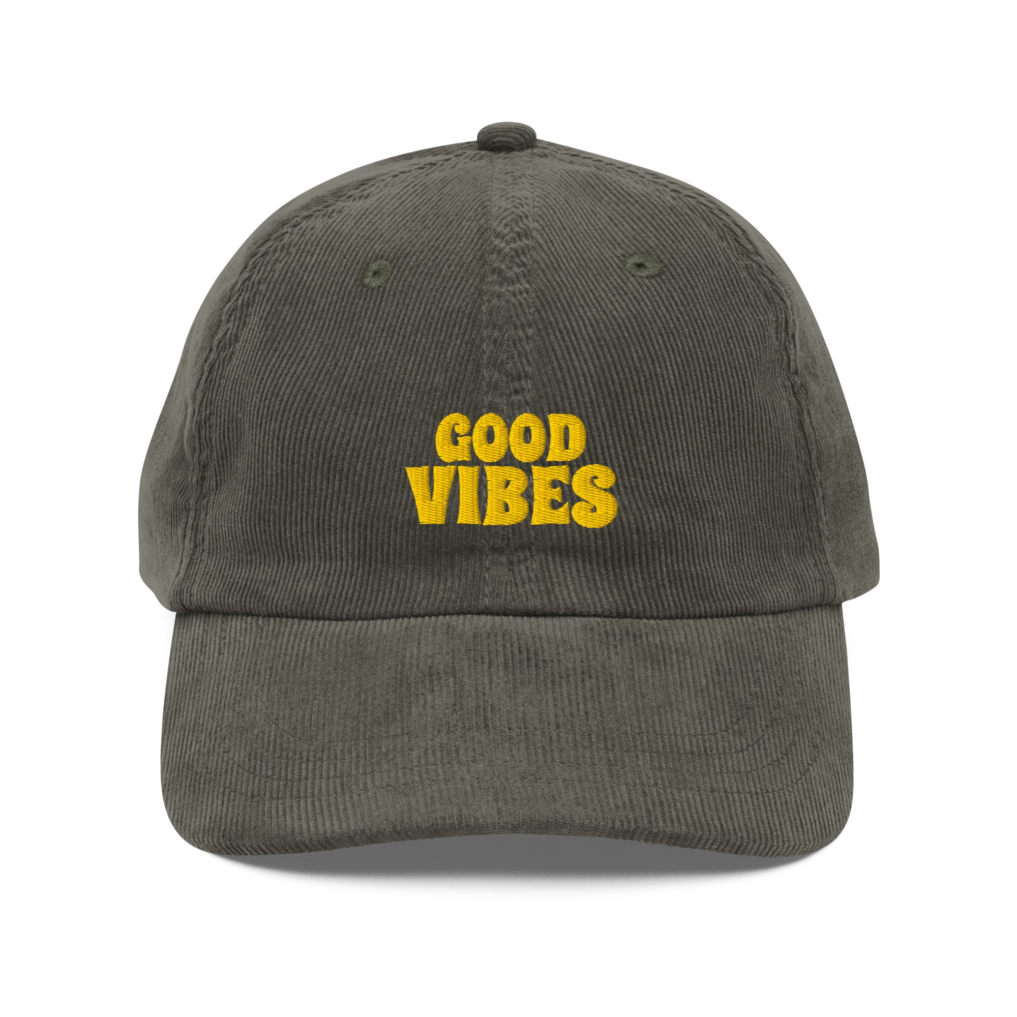 embroidered Good Vibes Corduroy Hat