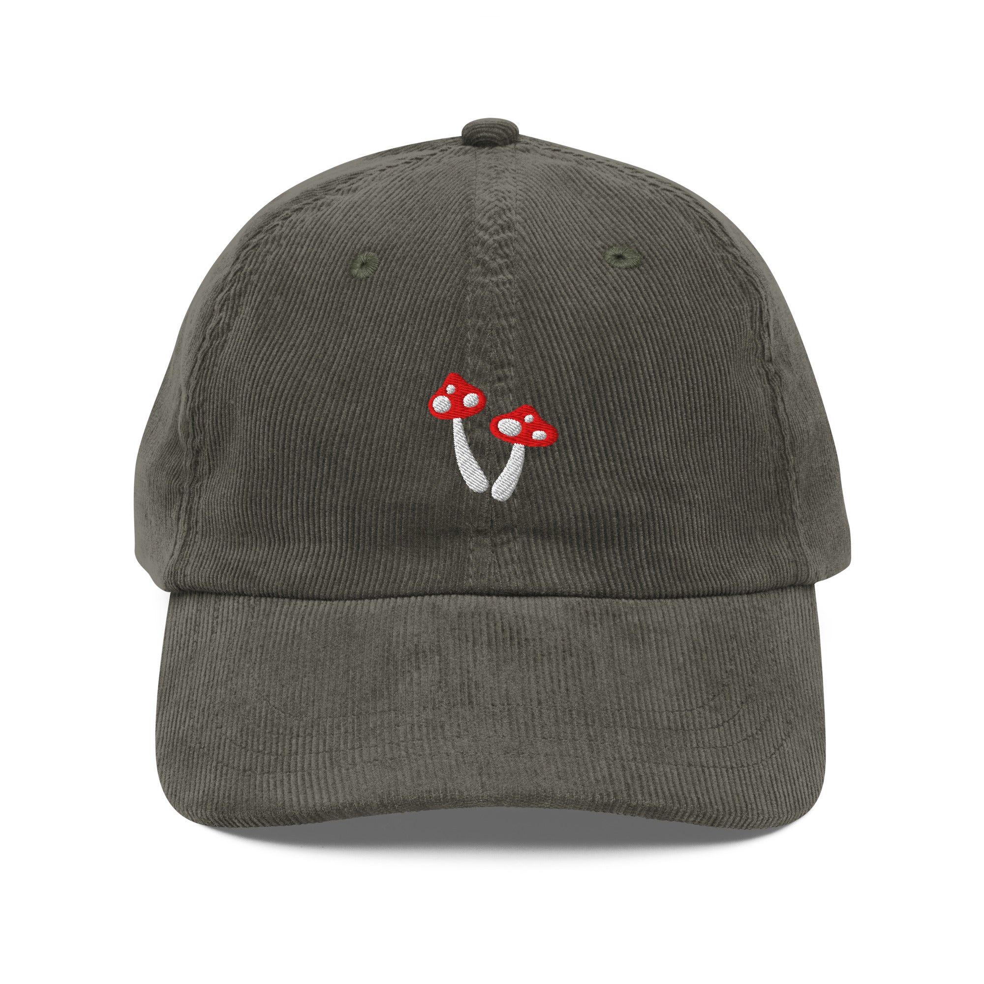 Minimal Mushroom Corduroy Hat in olive color